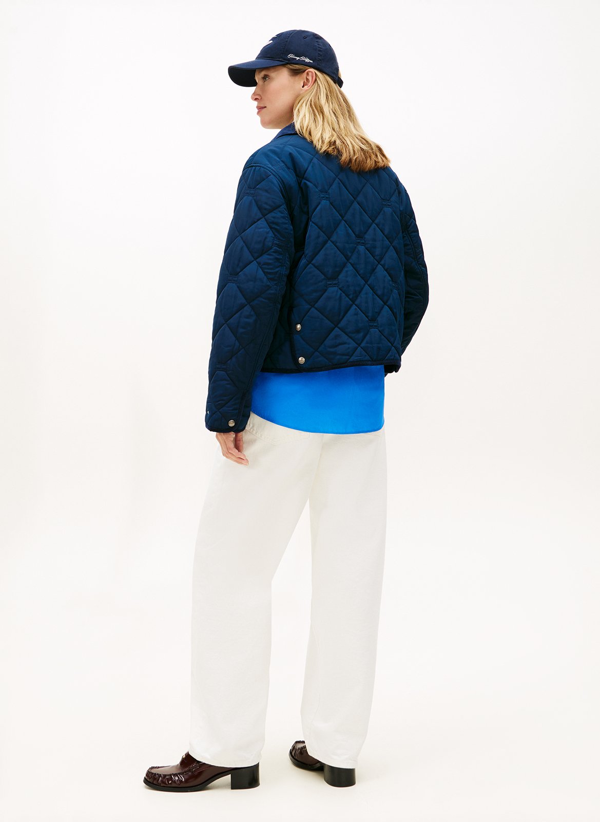 Veste droite matelassée à col velours TOMMY HILFIGER Bleu