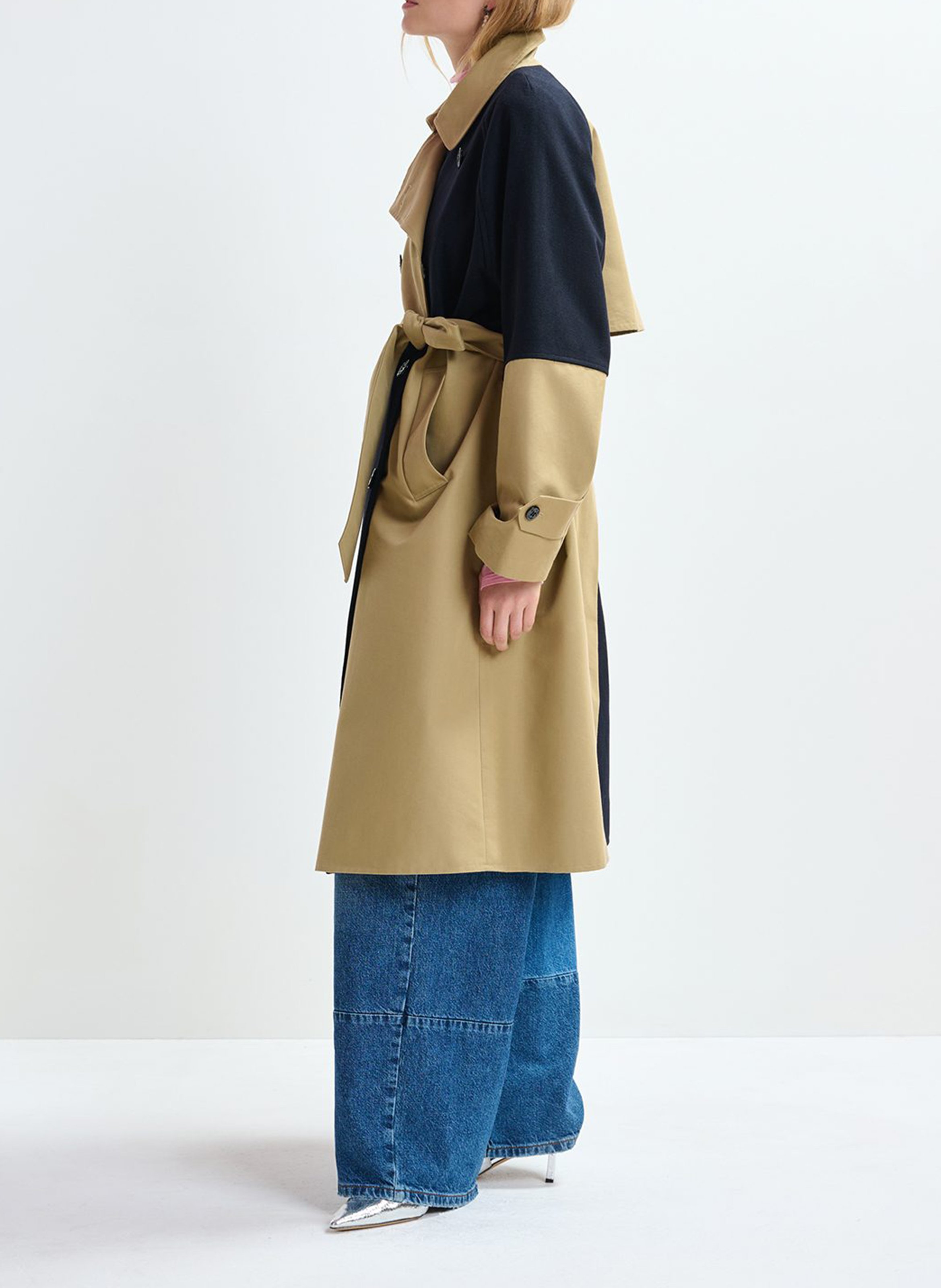 Straight wool-blend trench coat with tailored collar ESSENTIEL ANTWERP Brown