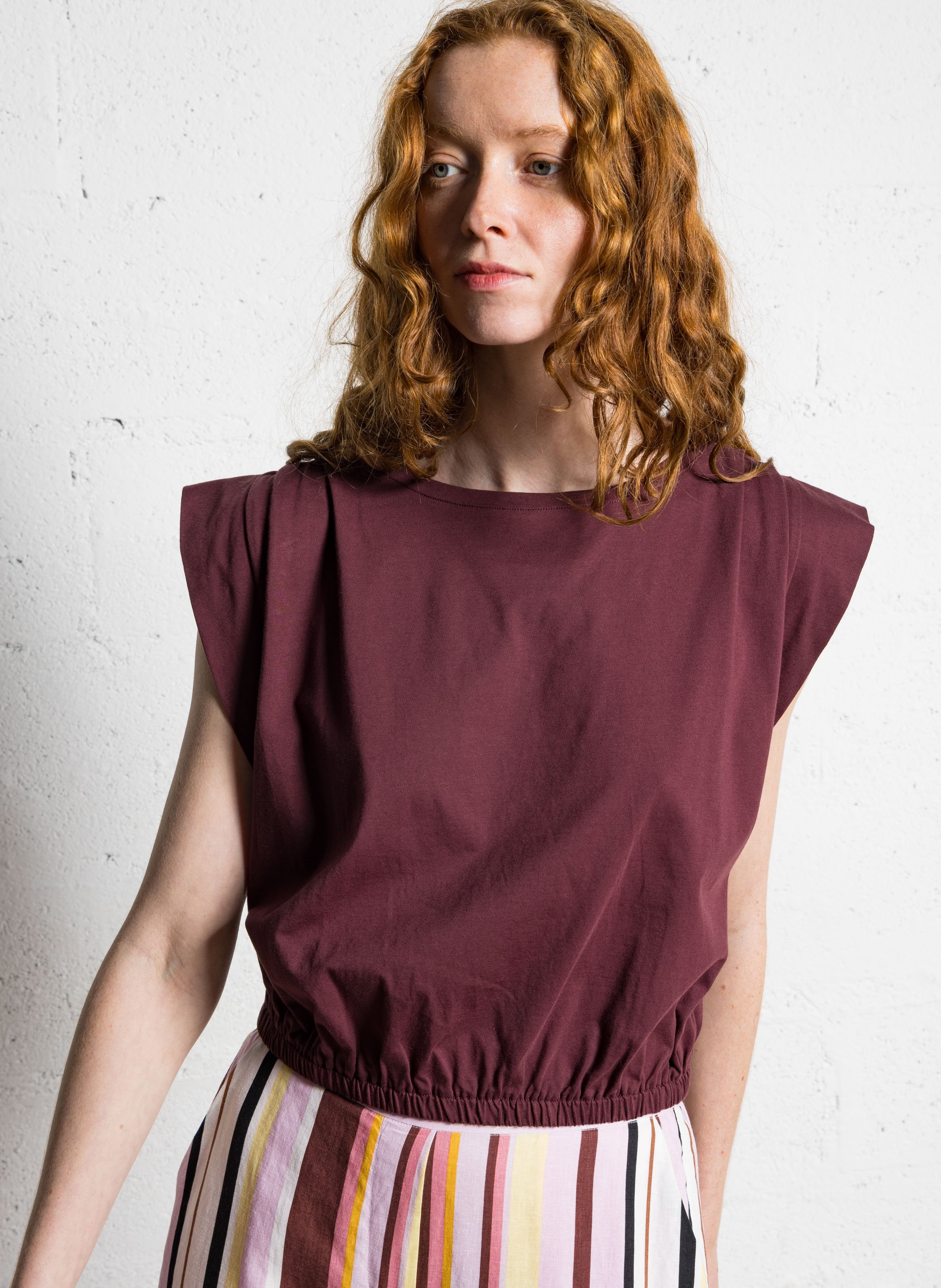 Top droit en coton bio SUNCOO Prune