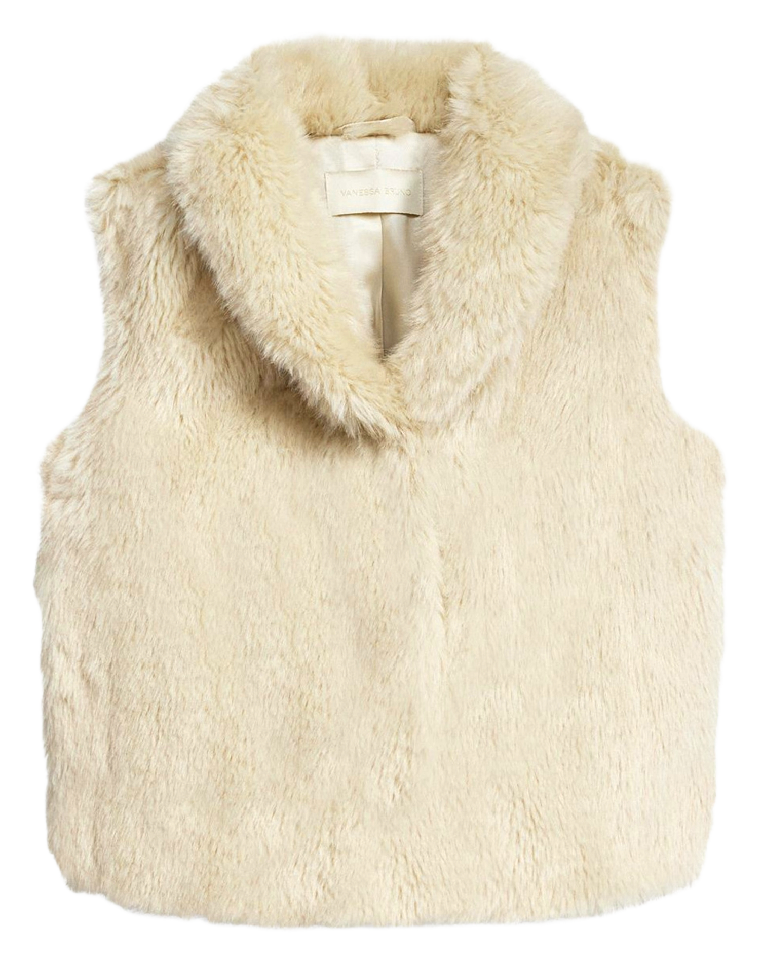 Straight jacket with high collar in faux fur VANESSA BRUNO Beige