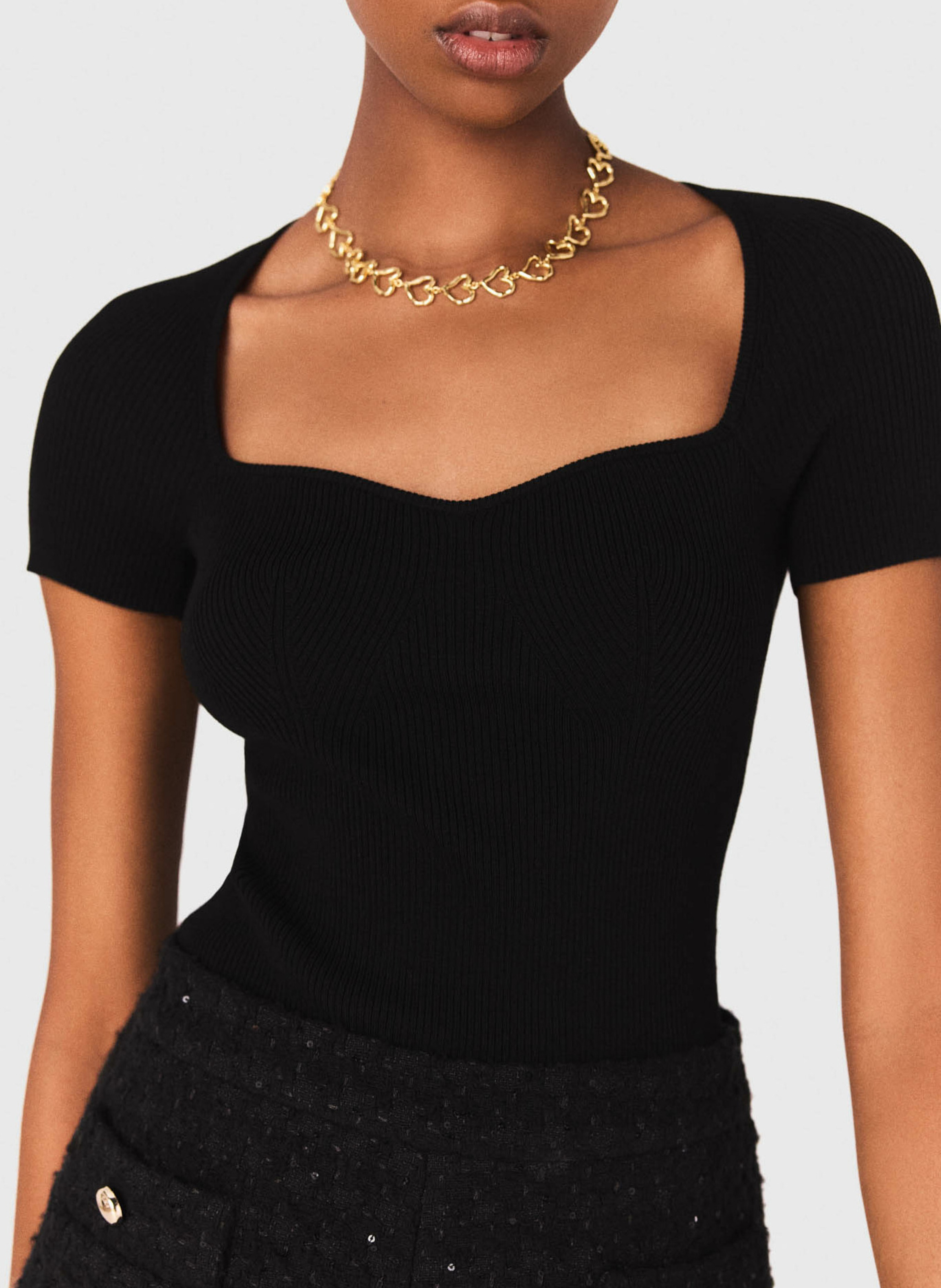 Top moulant en maille MAJE Noir