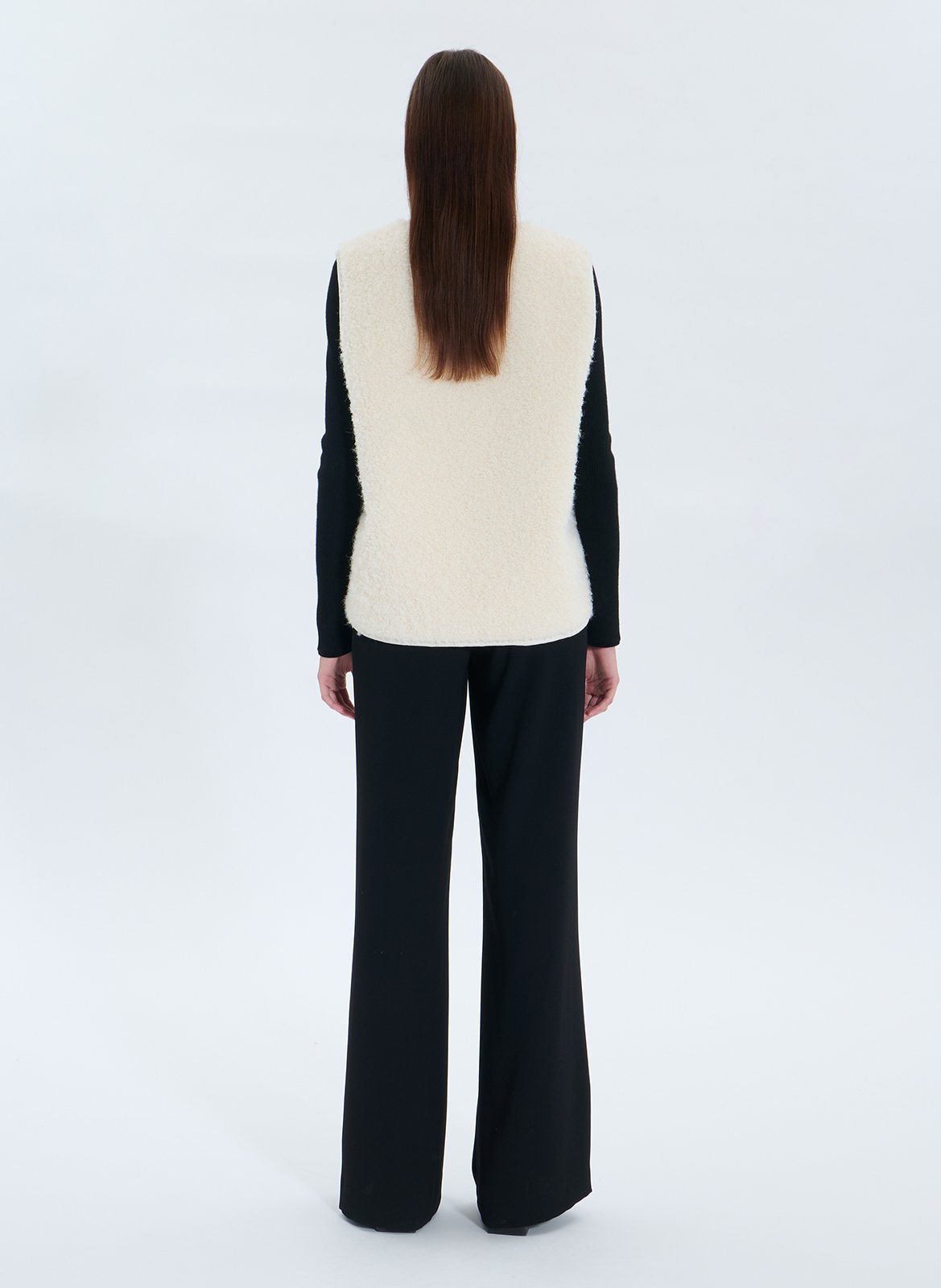 Gilet col V effet fourrure ZAPA Blanc