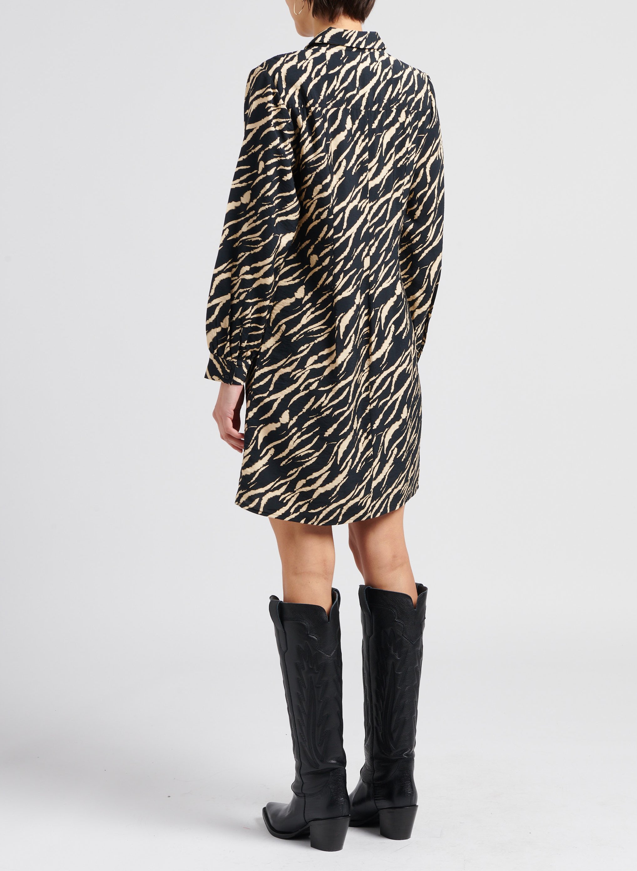 Printed dress with classic collar MOSS COPENHAGEN Black