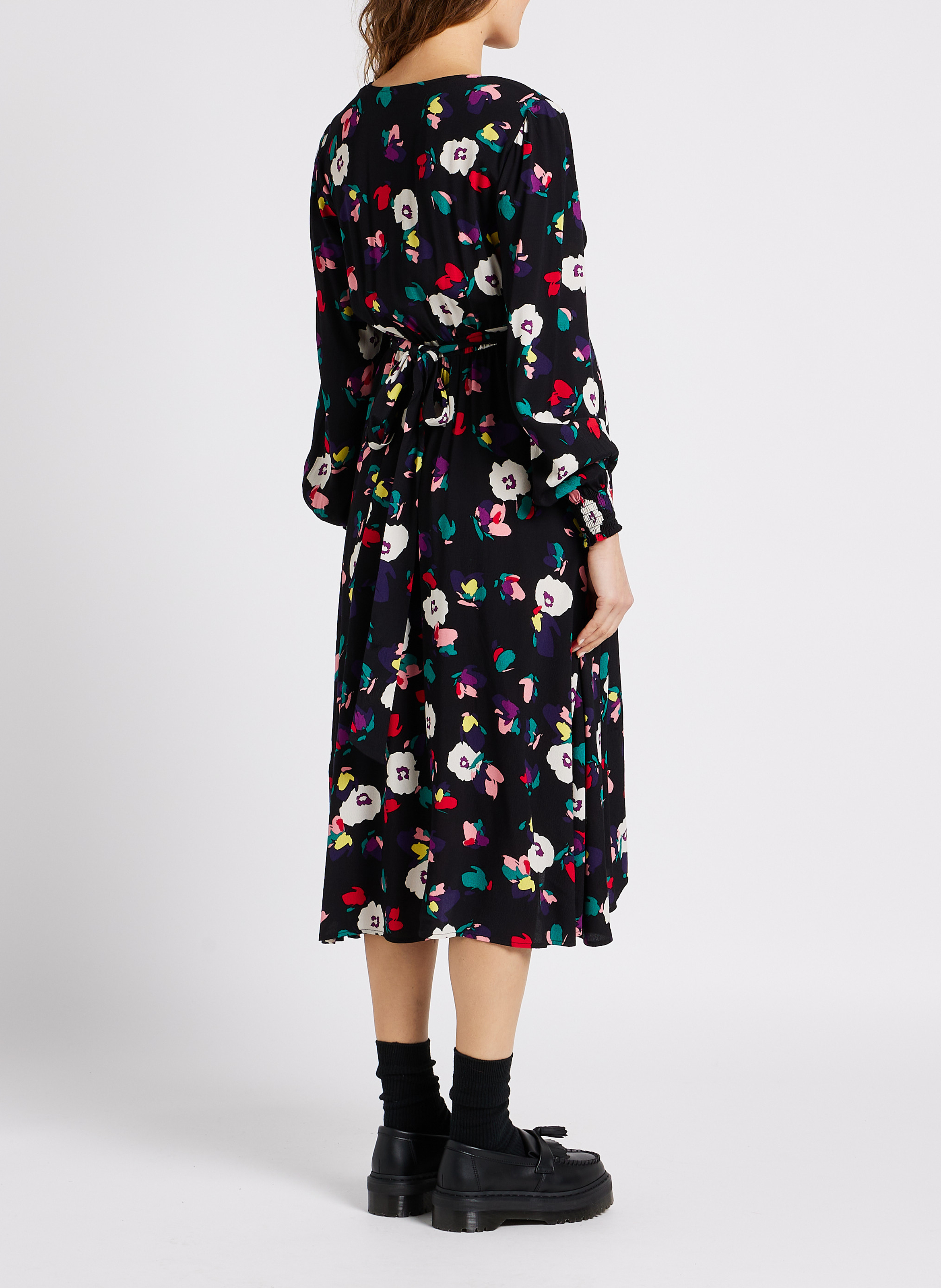 Robe midi col V imprimée floral  SERAPHINE Multicolore