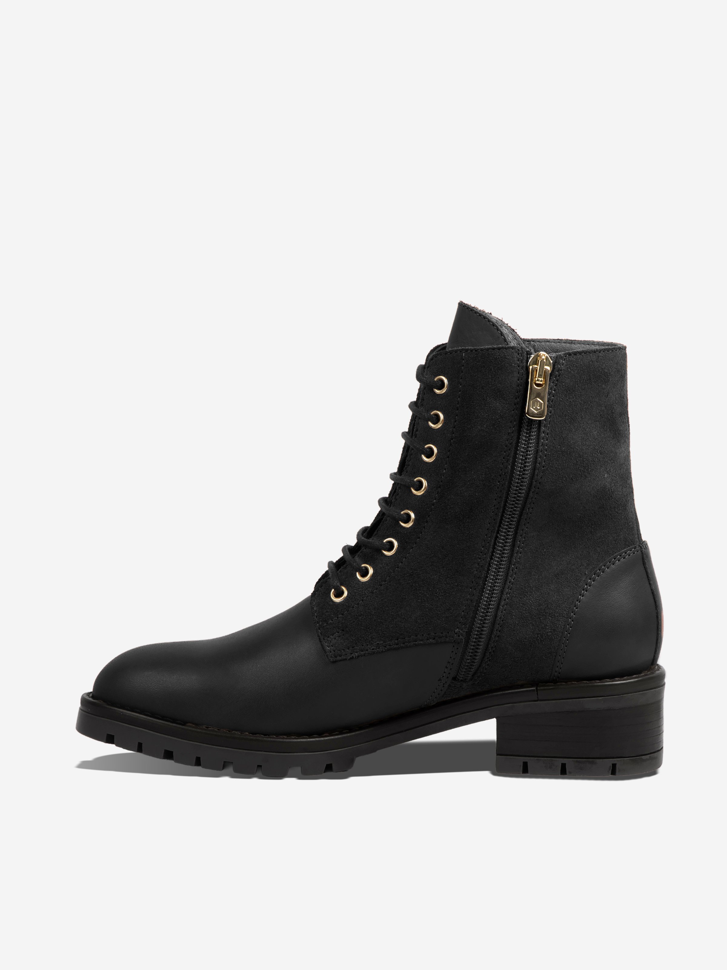 Lace-up ankle boots Romy in black suede and smooth leather JULES & JENN Black