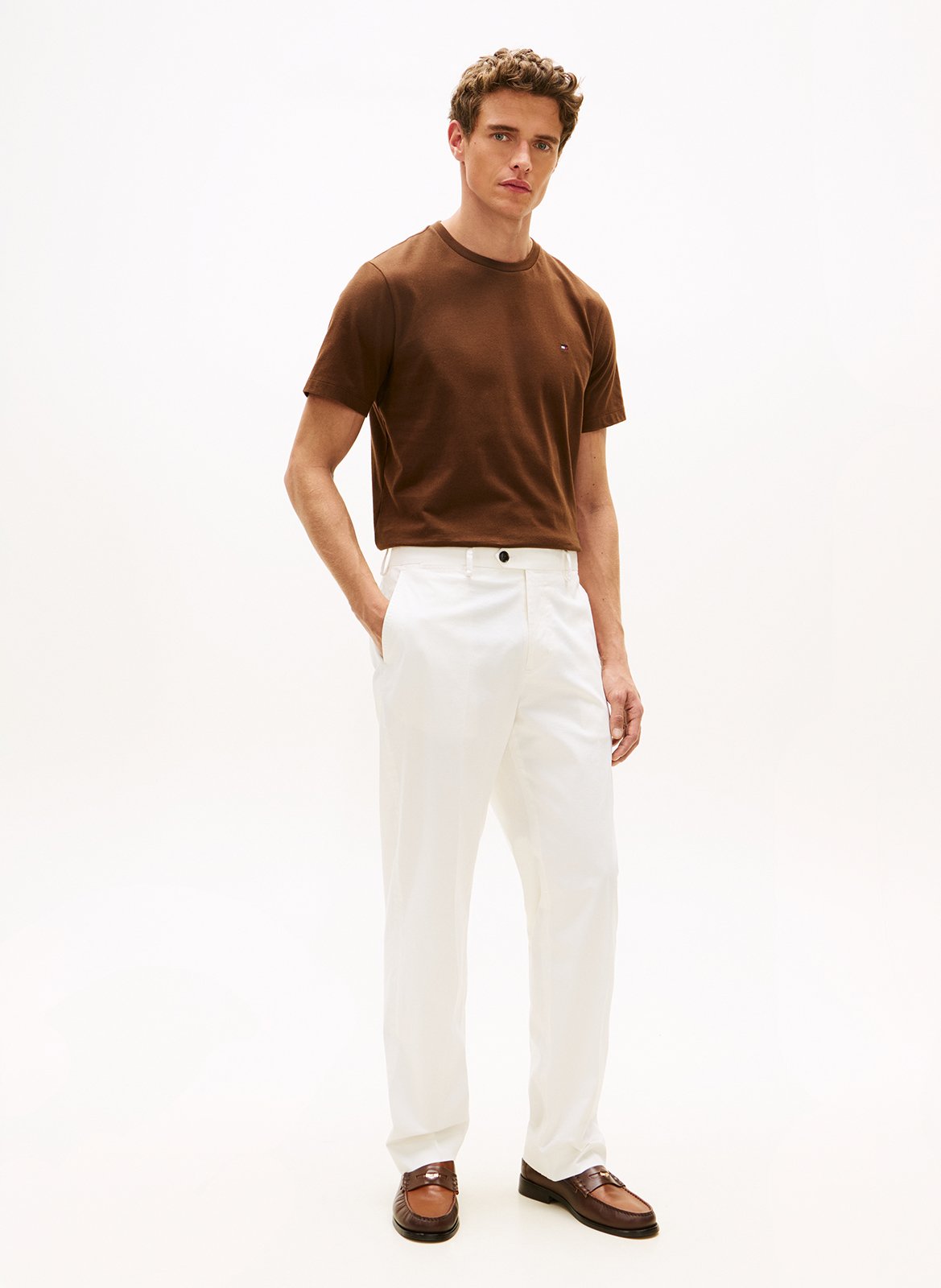 Round-neck cotton T-shirt Brown