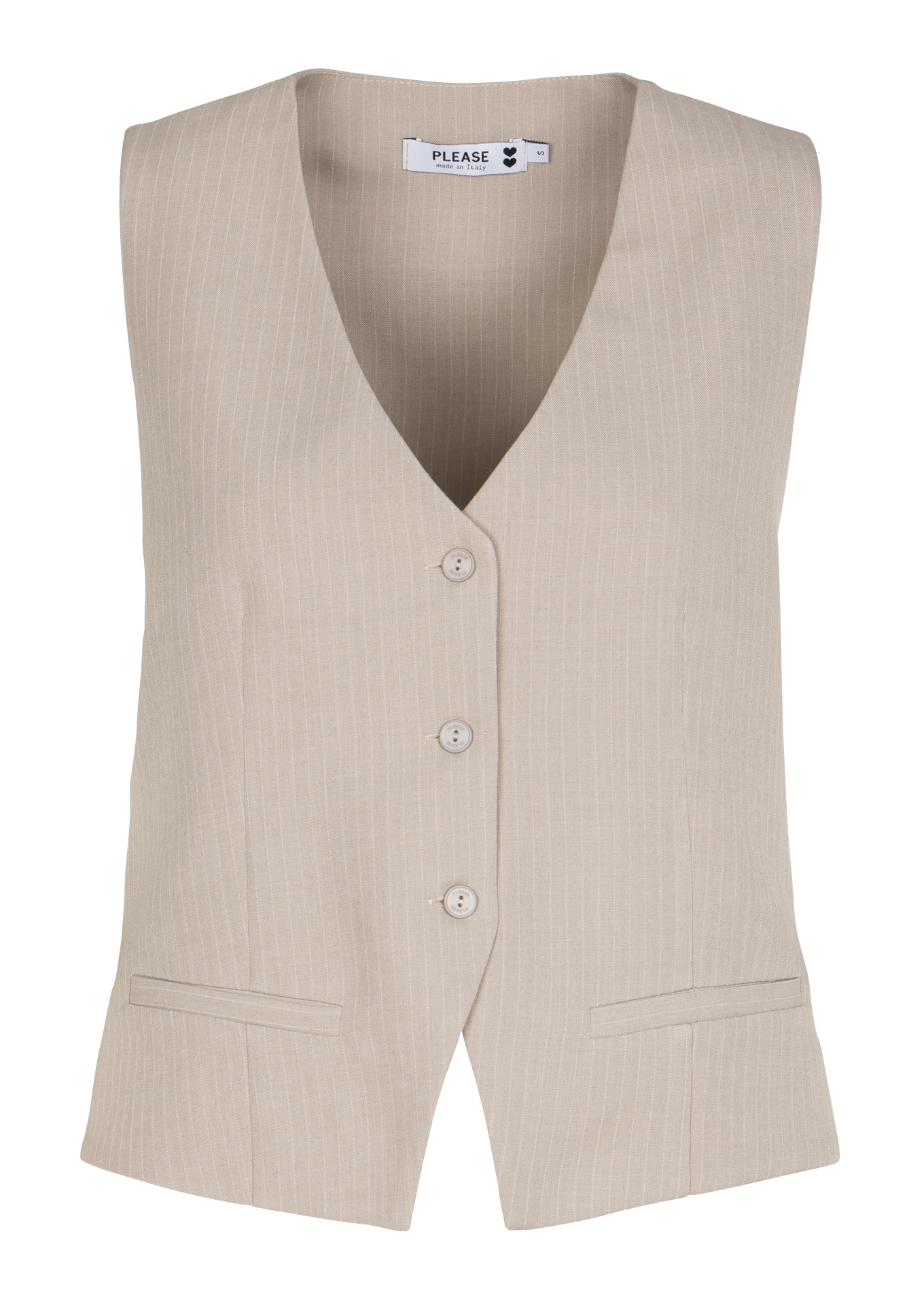 Sleeveless Striped Tailored Vest PLEASE