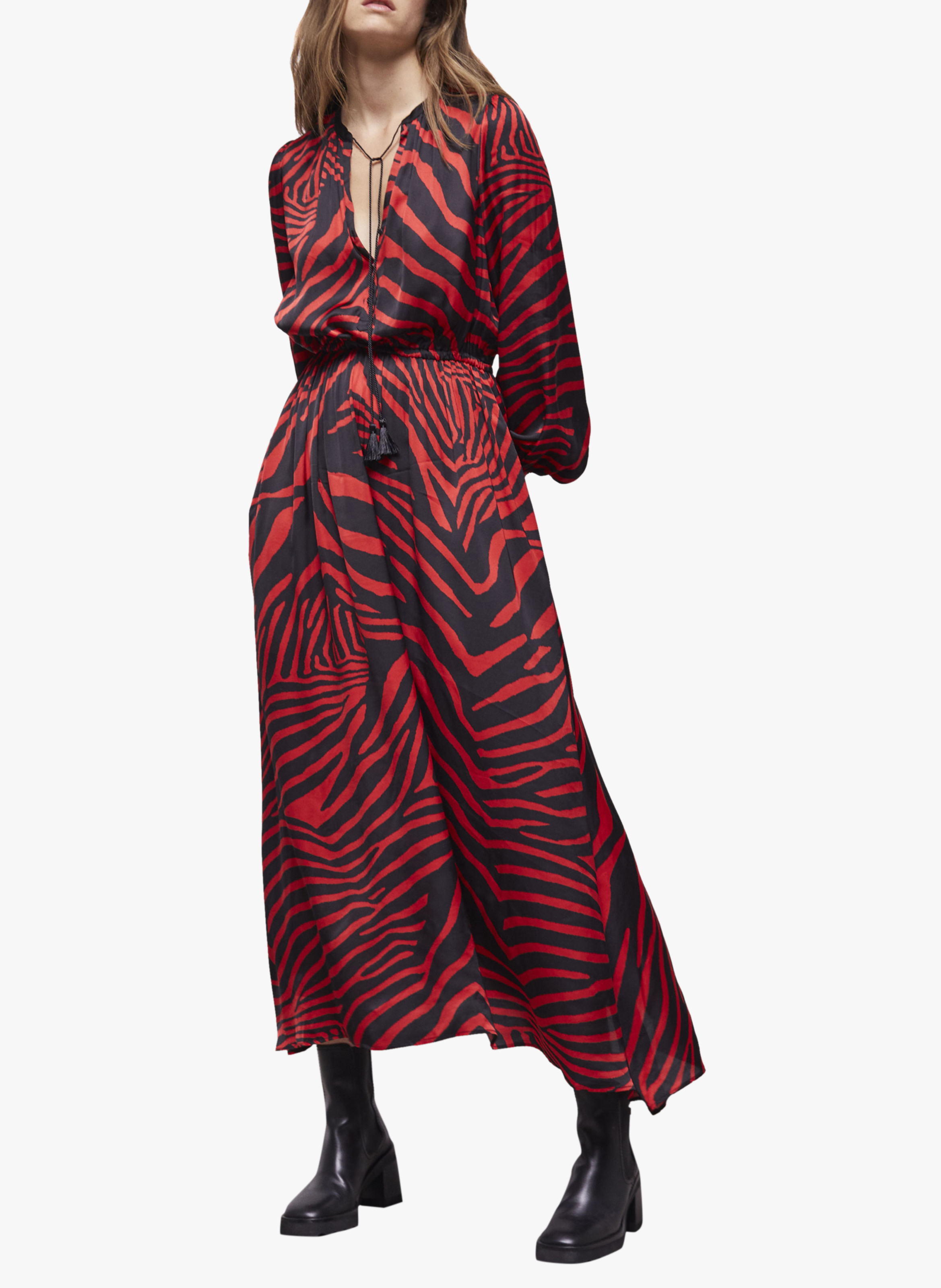 Robe longue col V imprimée  THE KOOPLES Rouge