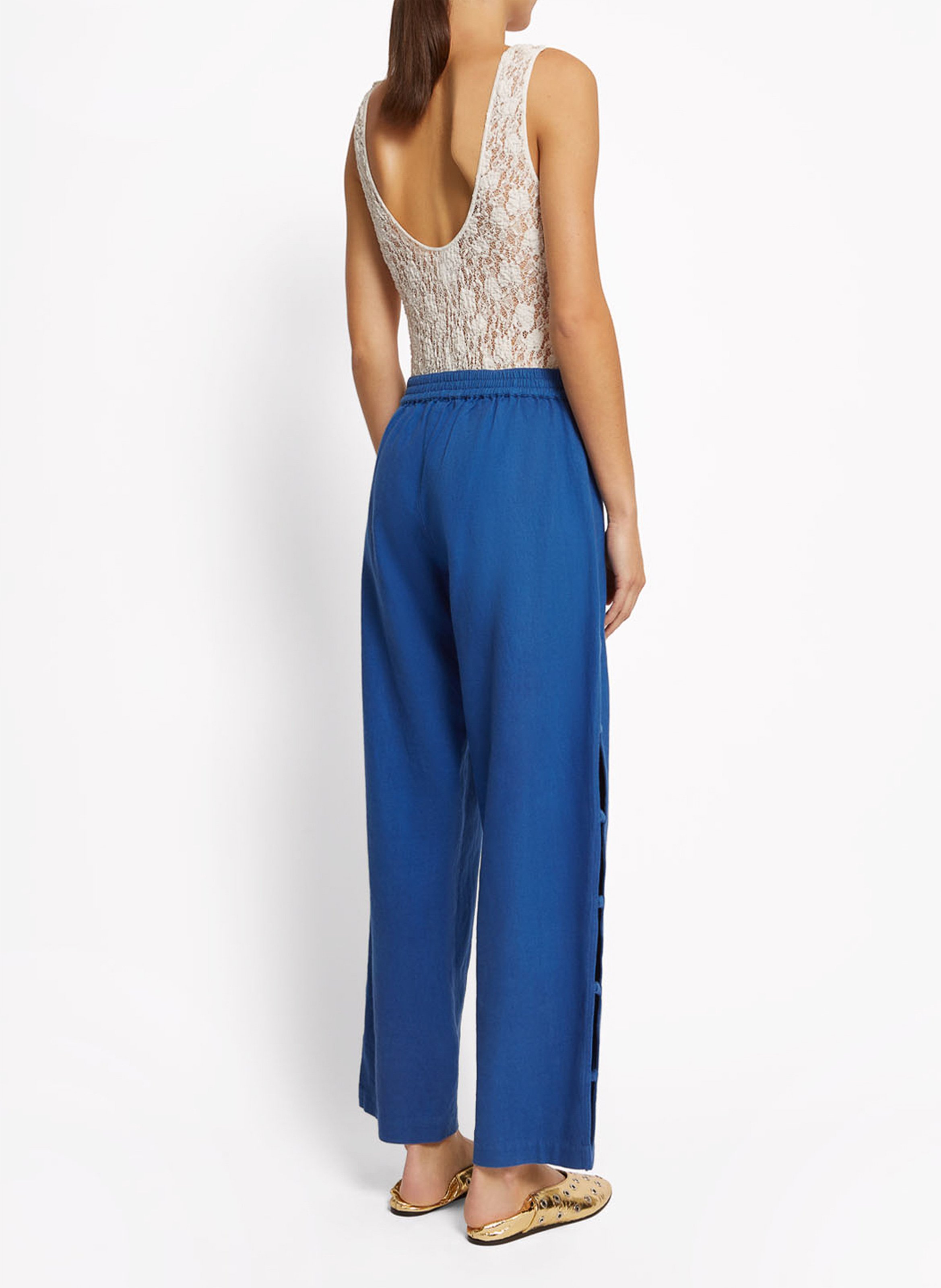 Hose aus Baumwolle und Leinen im weiten Schnitt ROSEANNA Blau