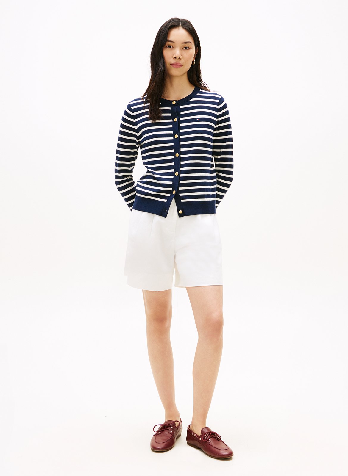 Gilet col rond en coton bio mélangé TOMMY HILFIGER Bleu