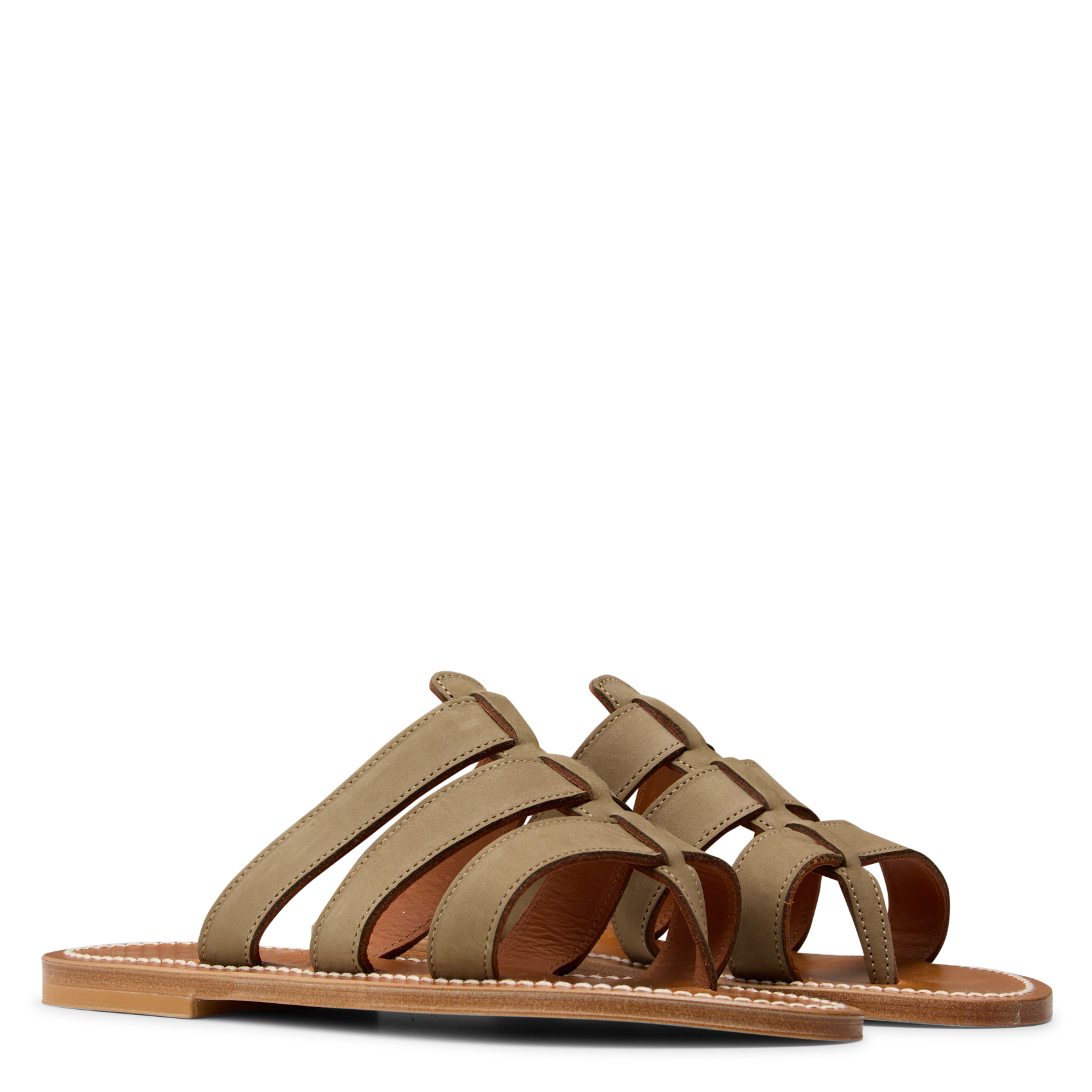 Sandales plates en cuir K JACQUES Vert