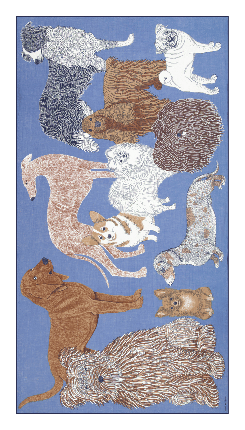 Foulard imprimé chiens en coton INOUI EDITIONS