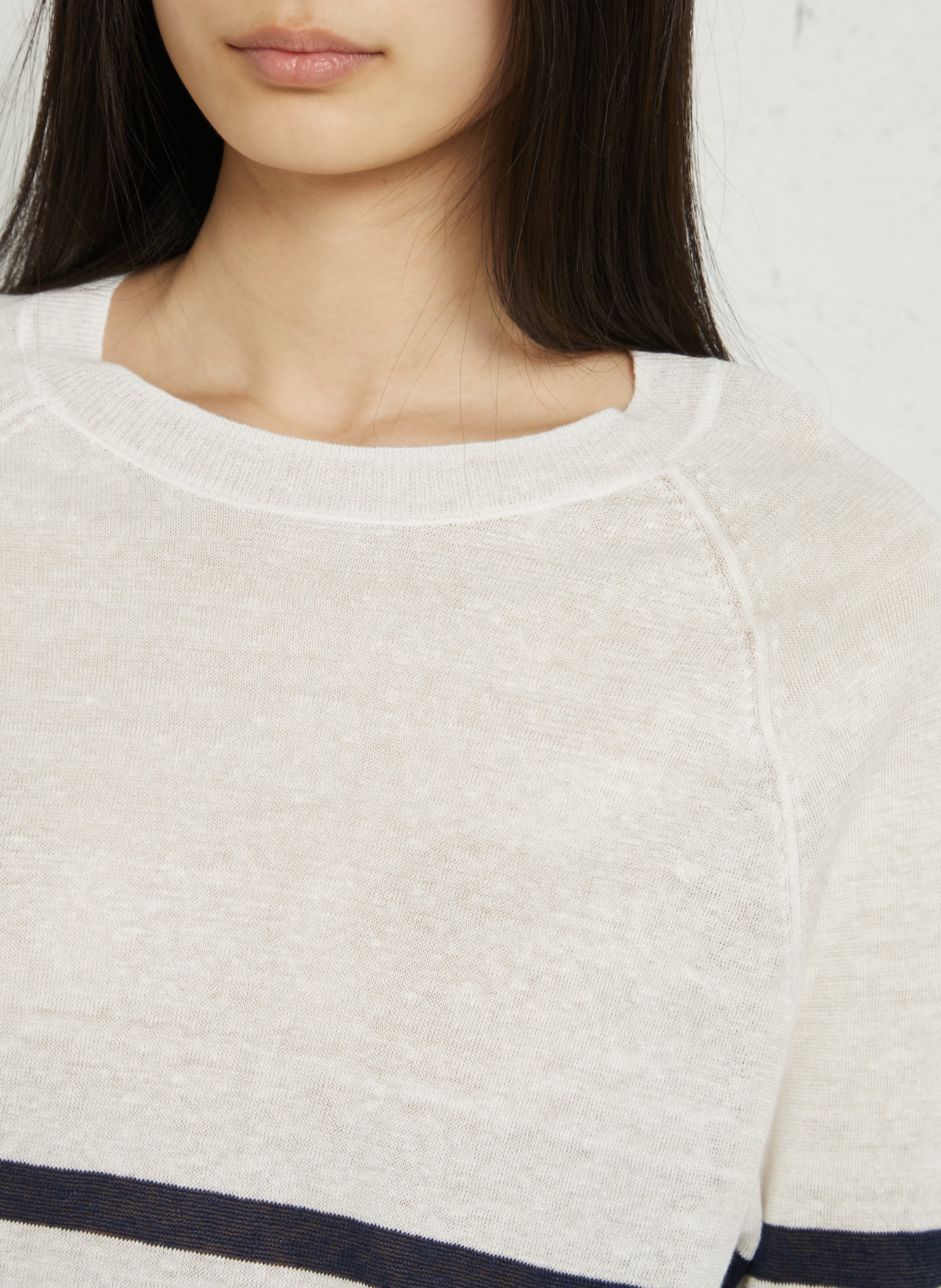 Pull oversize col rond en lin SUD EXPRESS Bleu