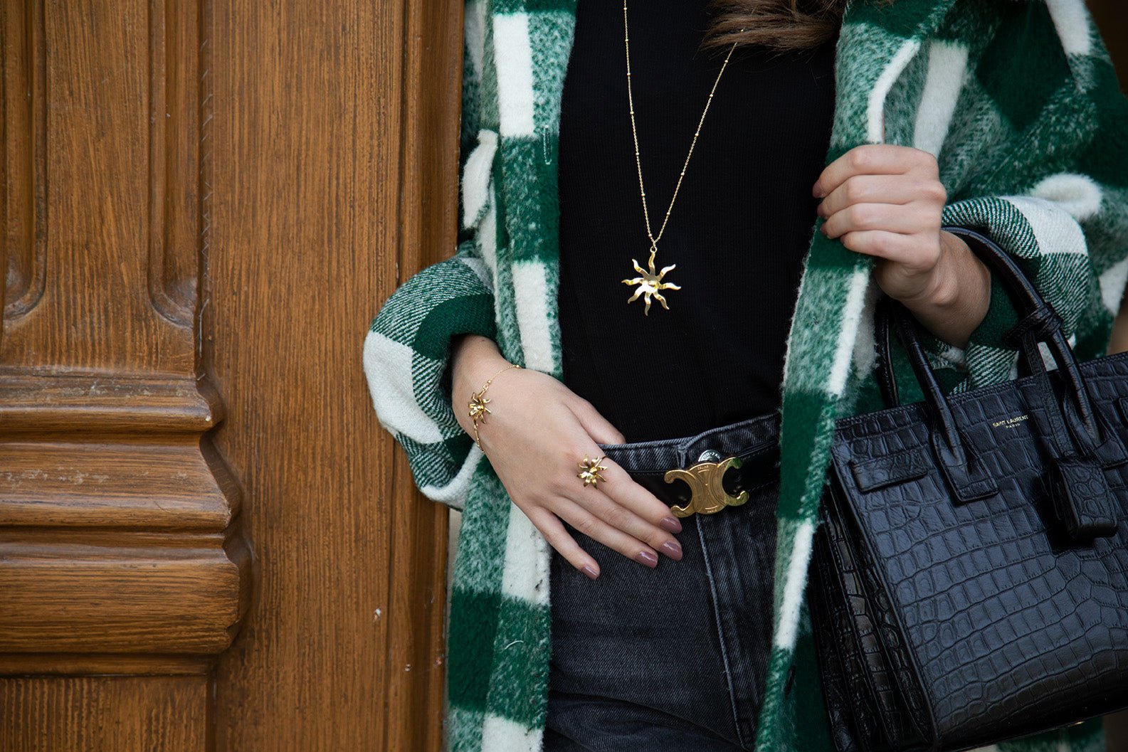 Silver-plated sun pendant Golden