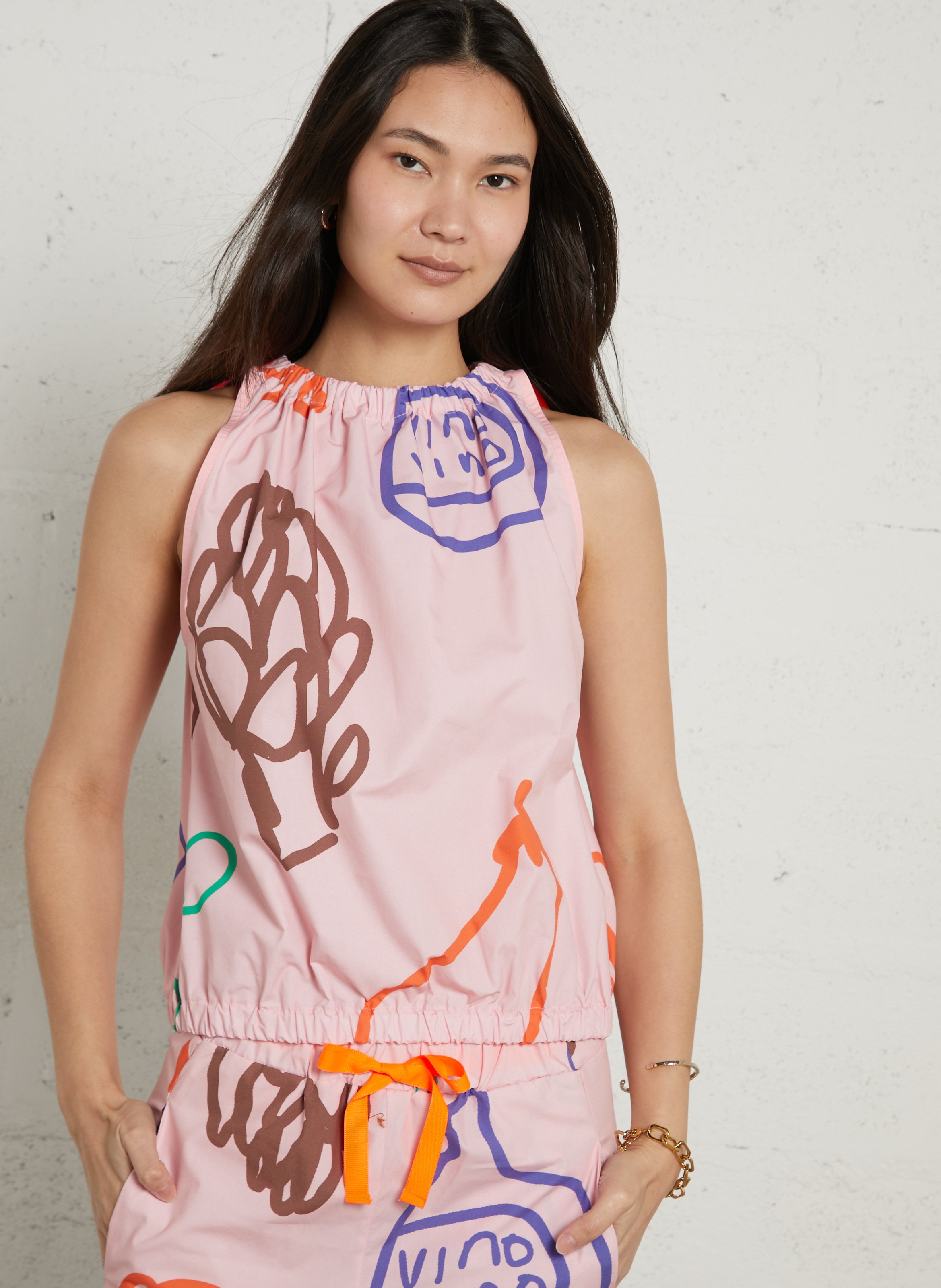 Round-neck striped top  DR BLOOM Pink