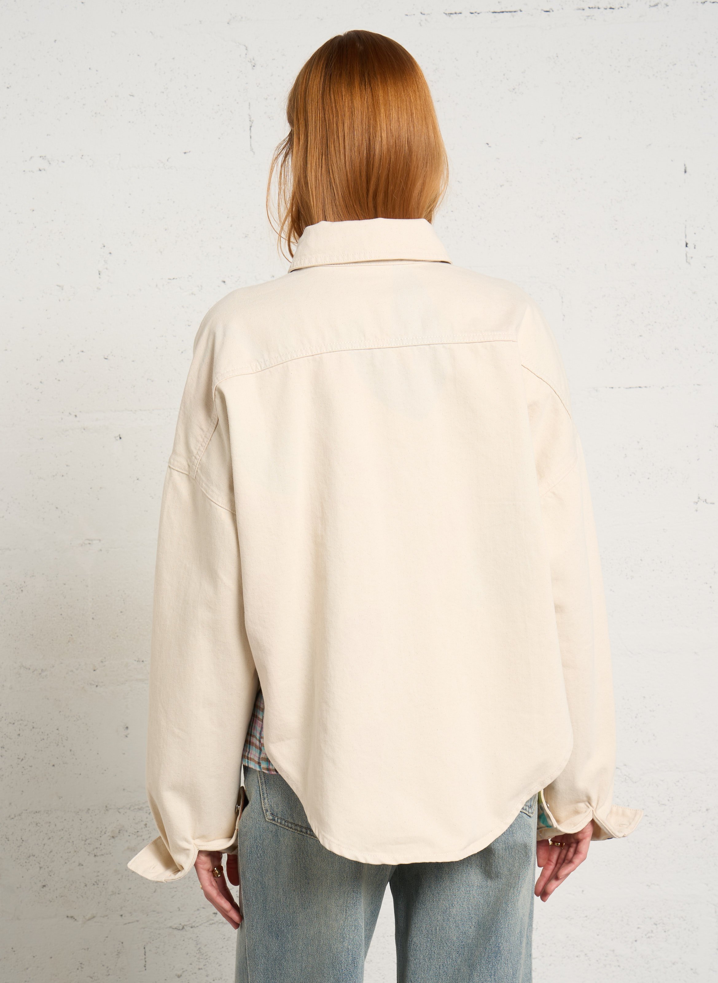 Denim overhemd met klassieke kraag G.KERO Beige