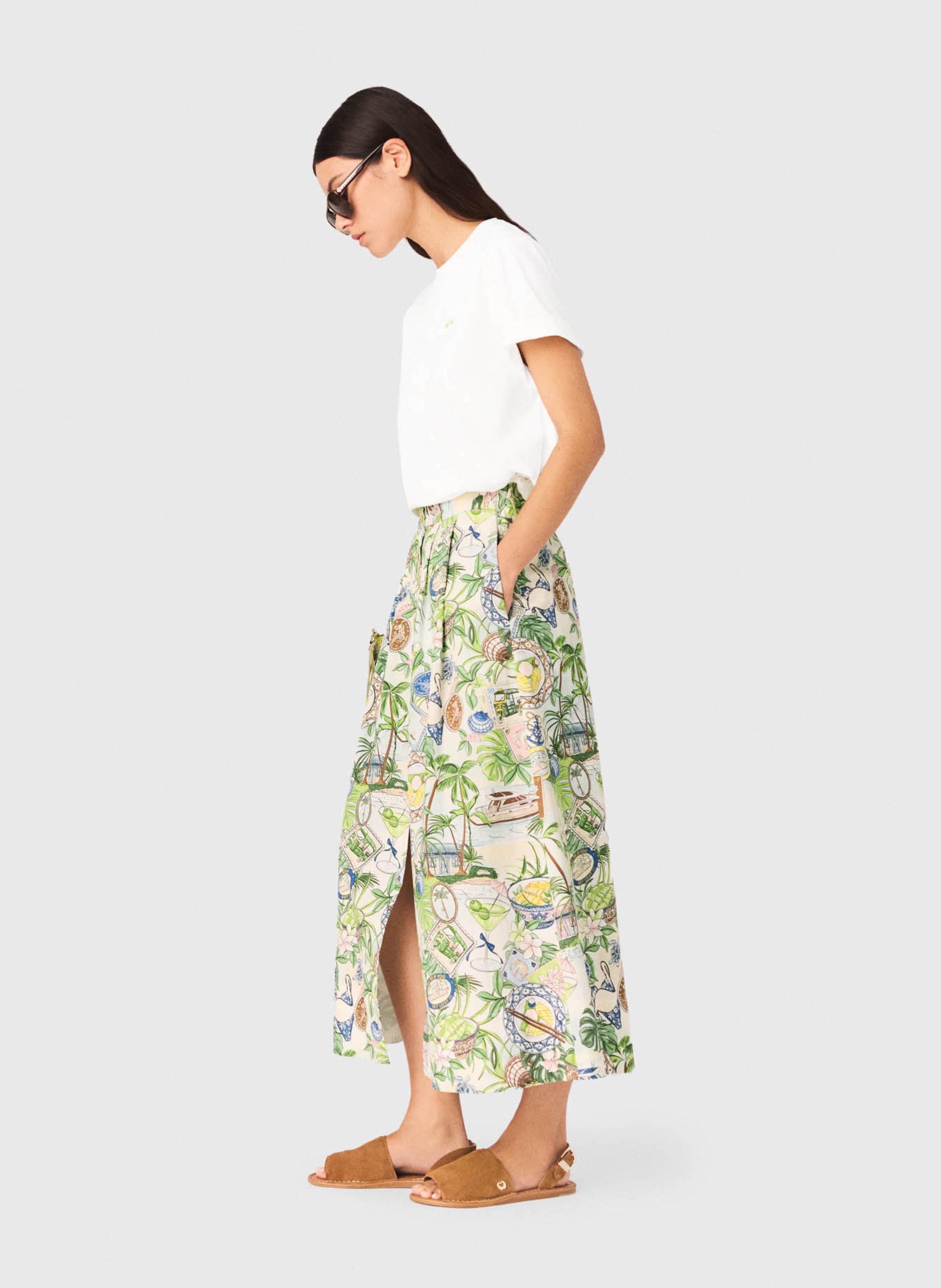 Jupe longue en coton imprimé MAJE Multicolore