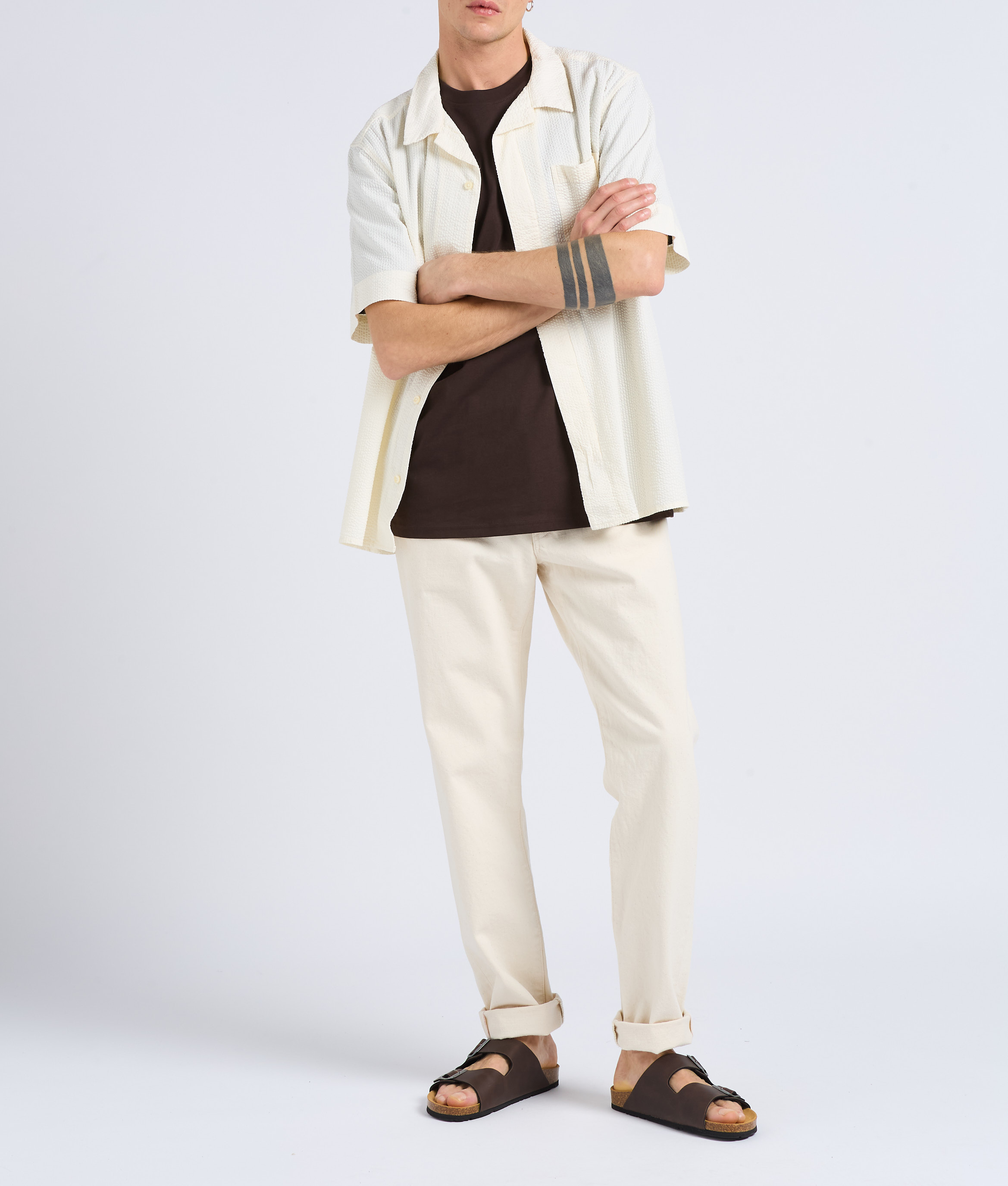 Overhemd van biokatoen met klassieke kraag KNOWLEDGE COTTON APPAREL Wit