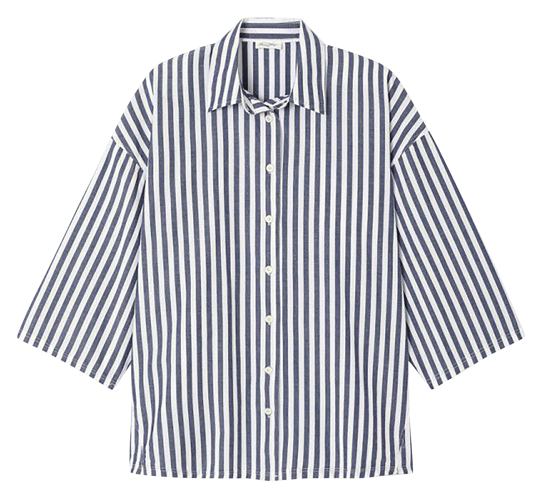 Oversized Striped Long Shirt AMERICAN VINTAGE White