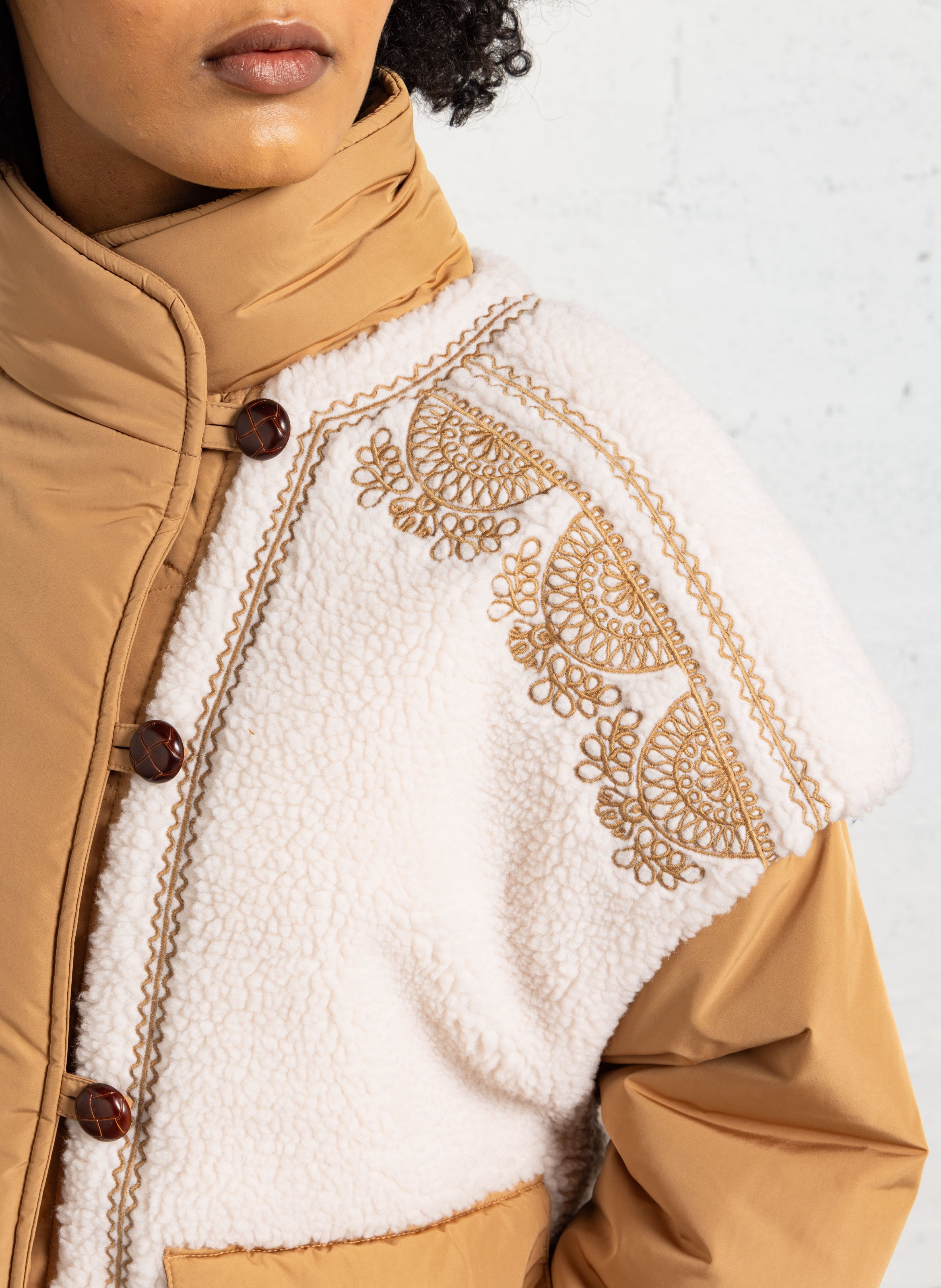 High collar coat LOUISE MISHA Beige
