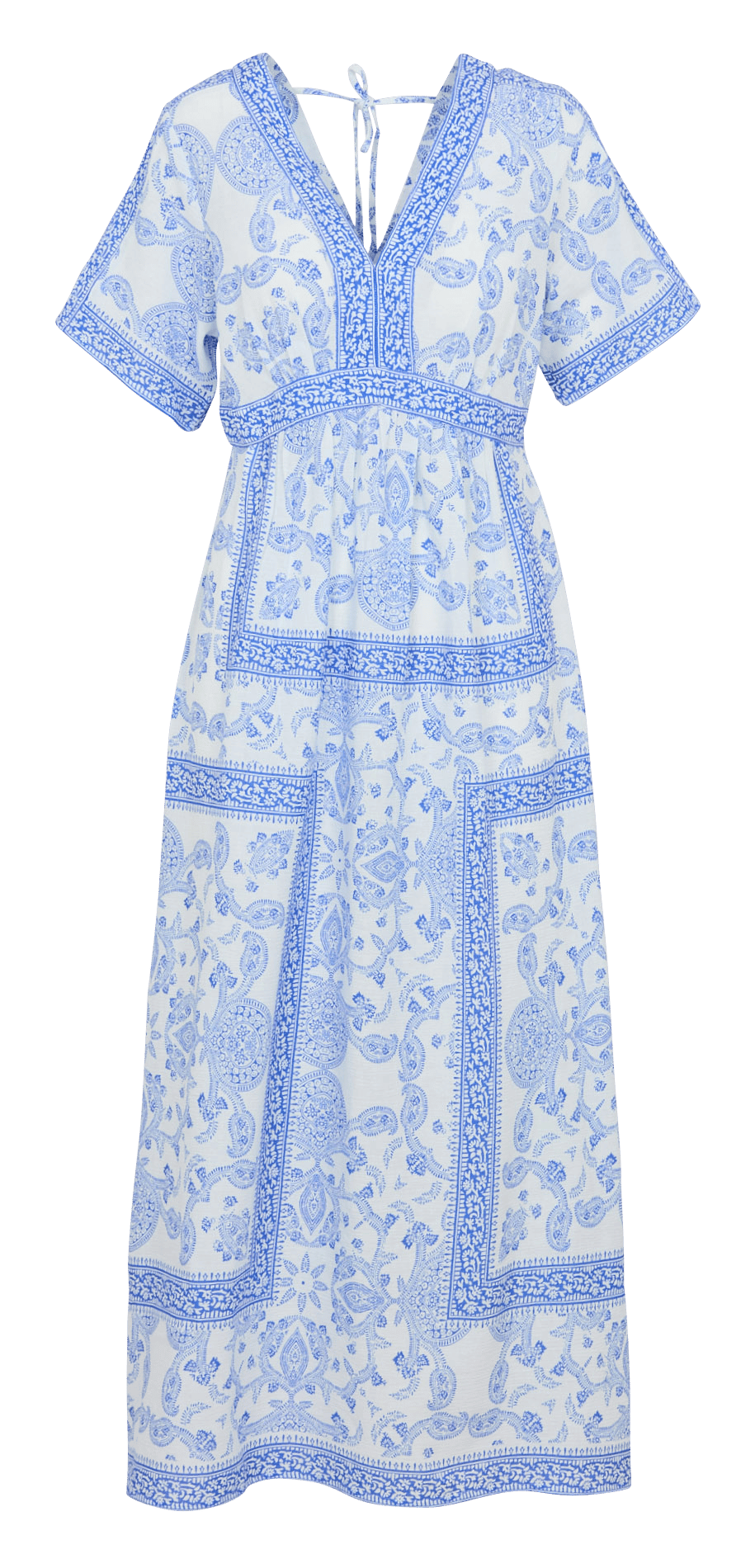 Long cotton-blend V-neck dress MAISON 123 Blue