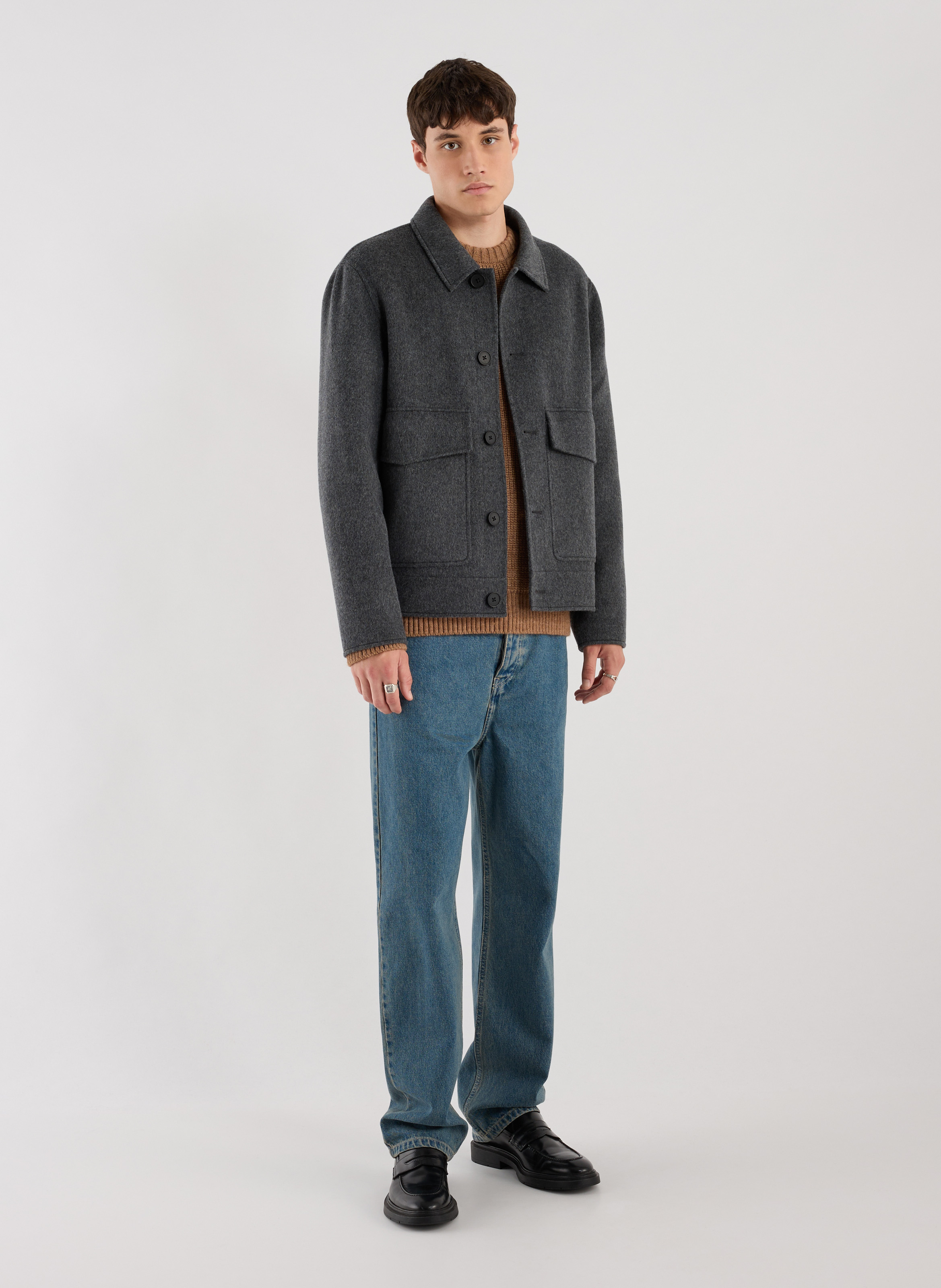 Veste droite col classique en laine SAISON 1865 Gris