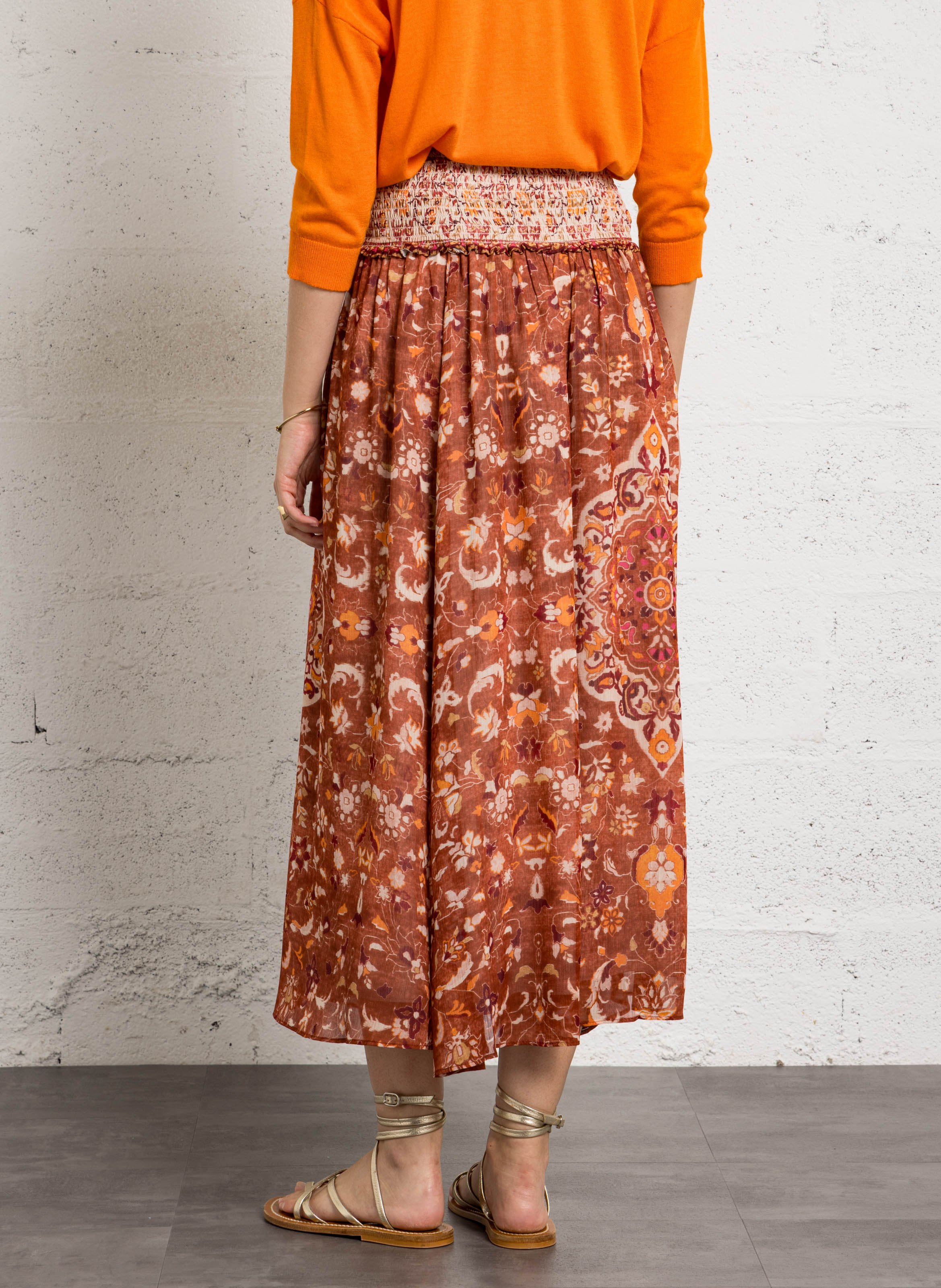Ausgestellter Midirock mit Print SUD EXPRESS Orange