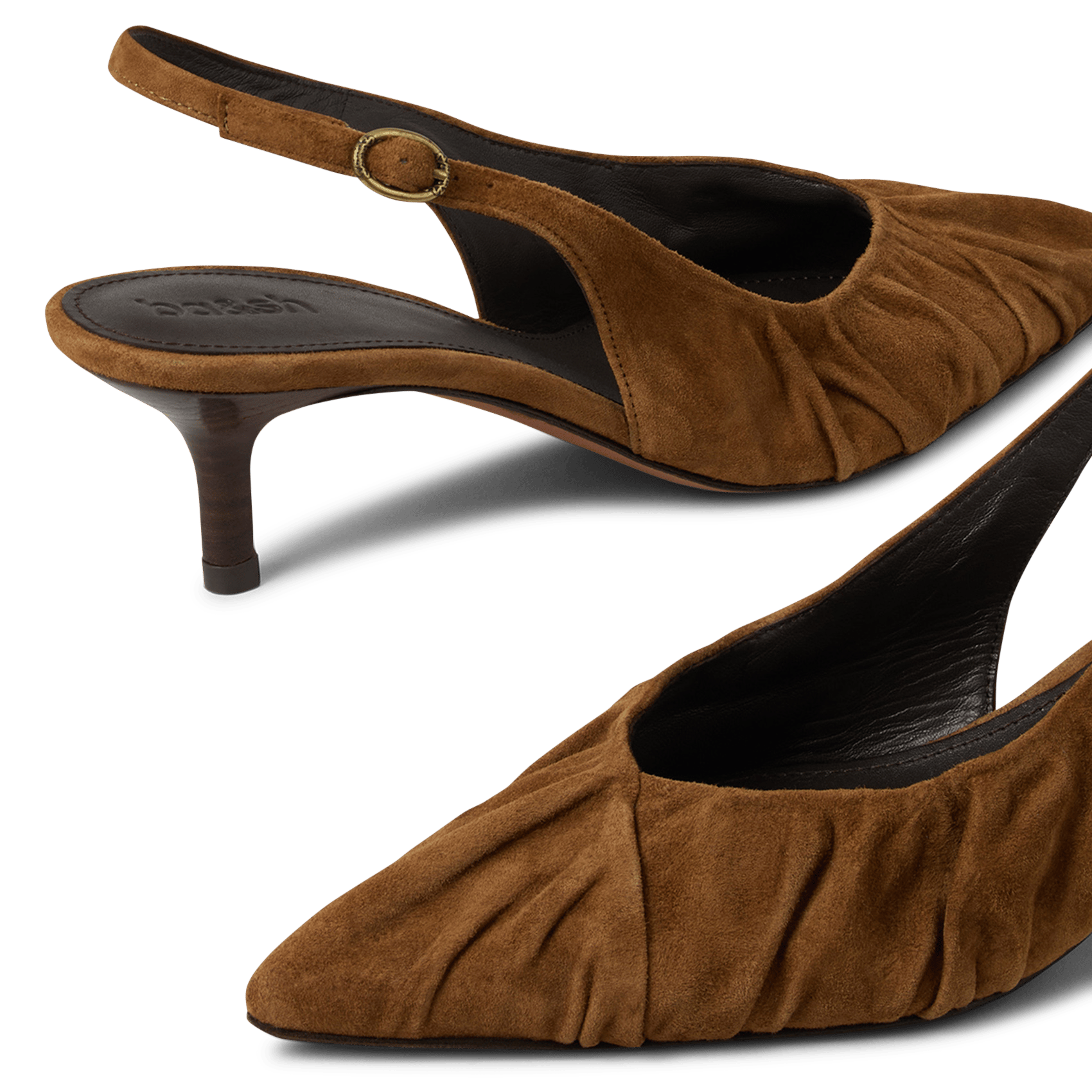 Escarpins en cuir daim plissé BA&SH Marron