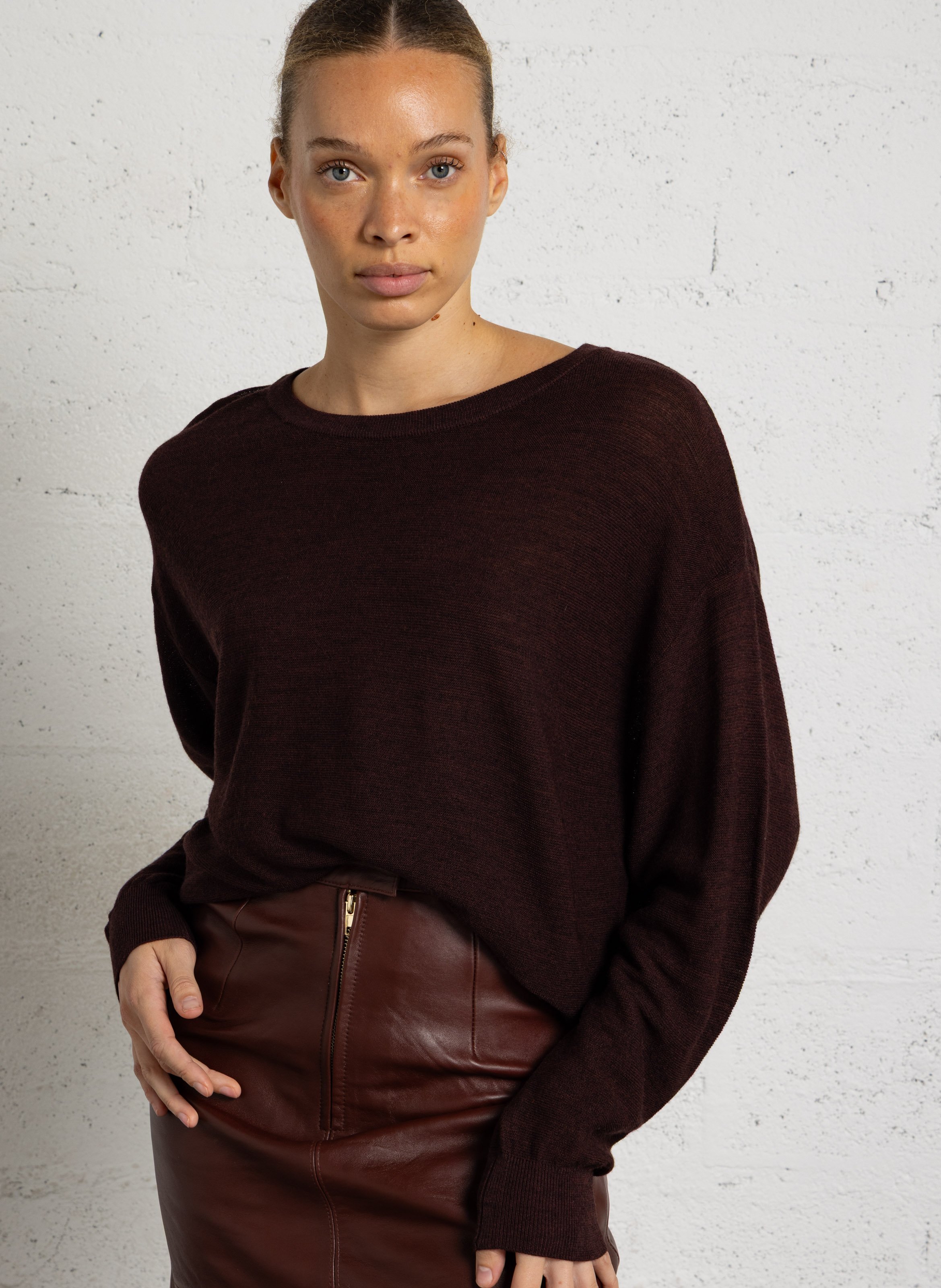 Pull droit col rond  MAISON 123 Violet