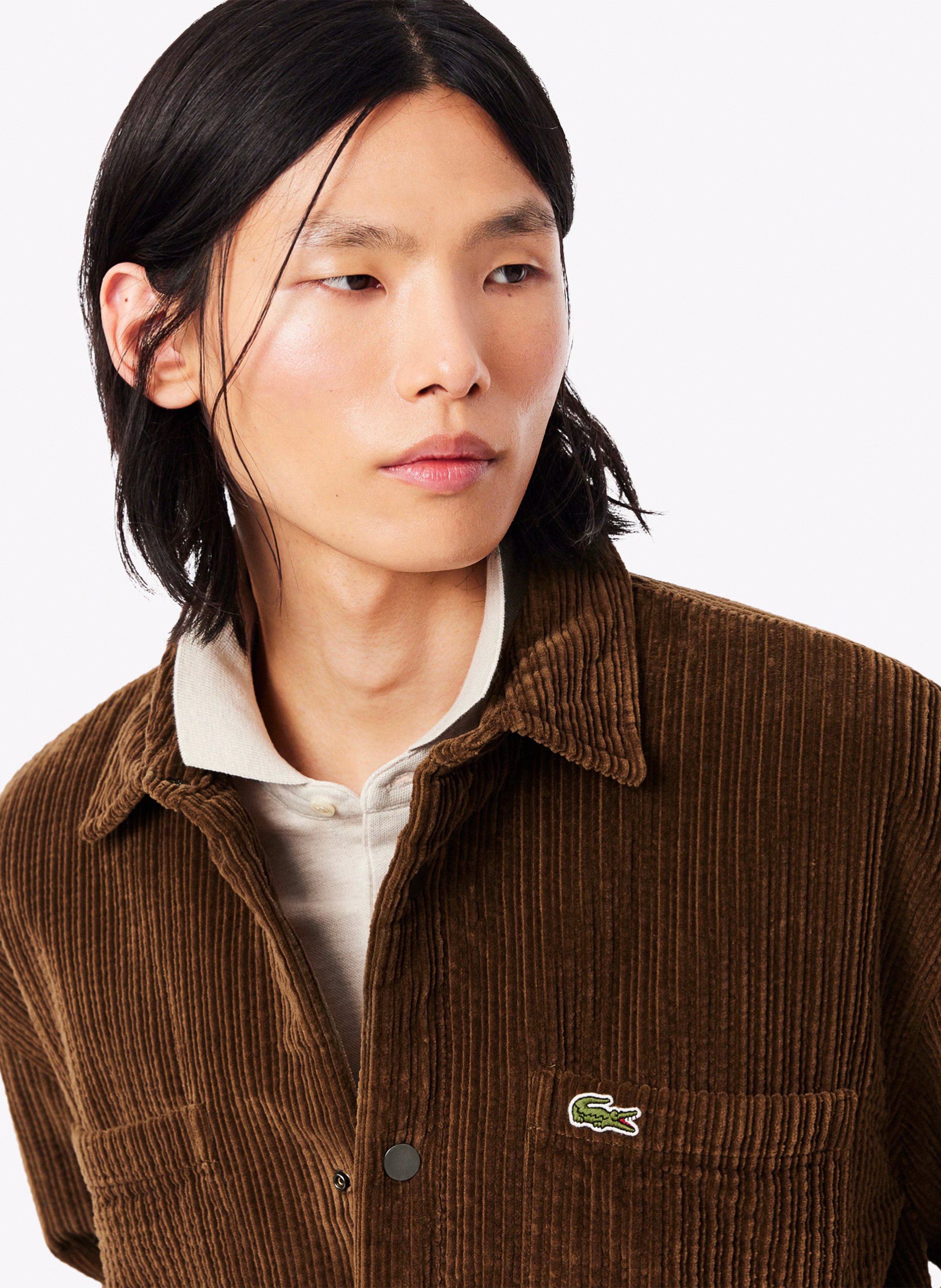Katoenen overshirt met klassieke kraag LACOSTE Bruin