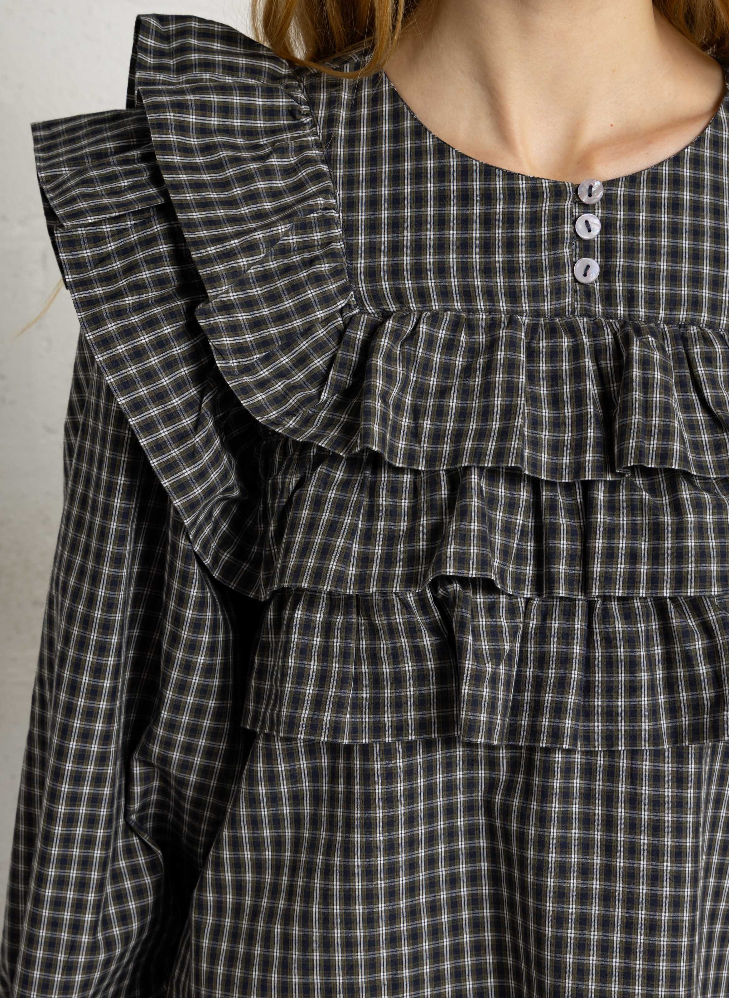 Blouse col rond à carreaux en coton  DAMSON MADDER Multicolore