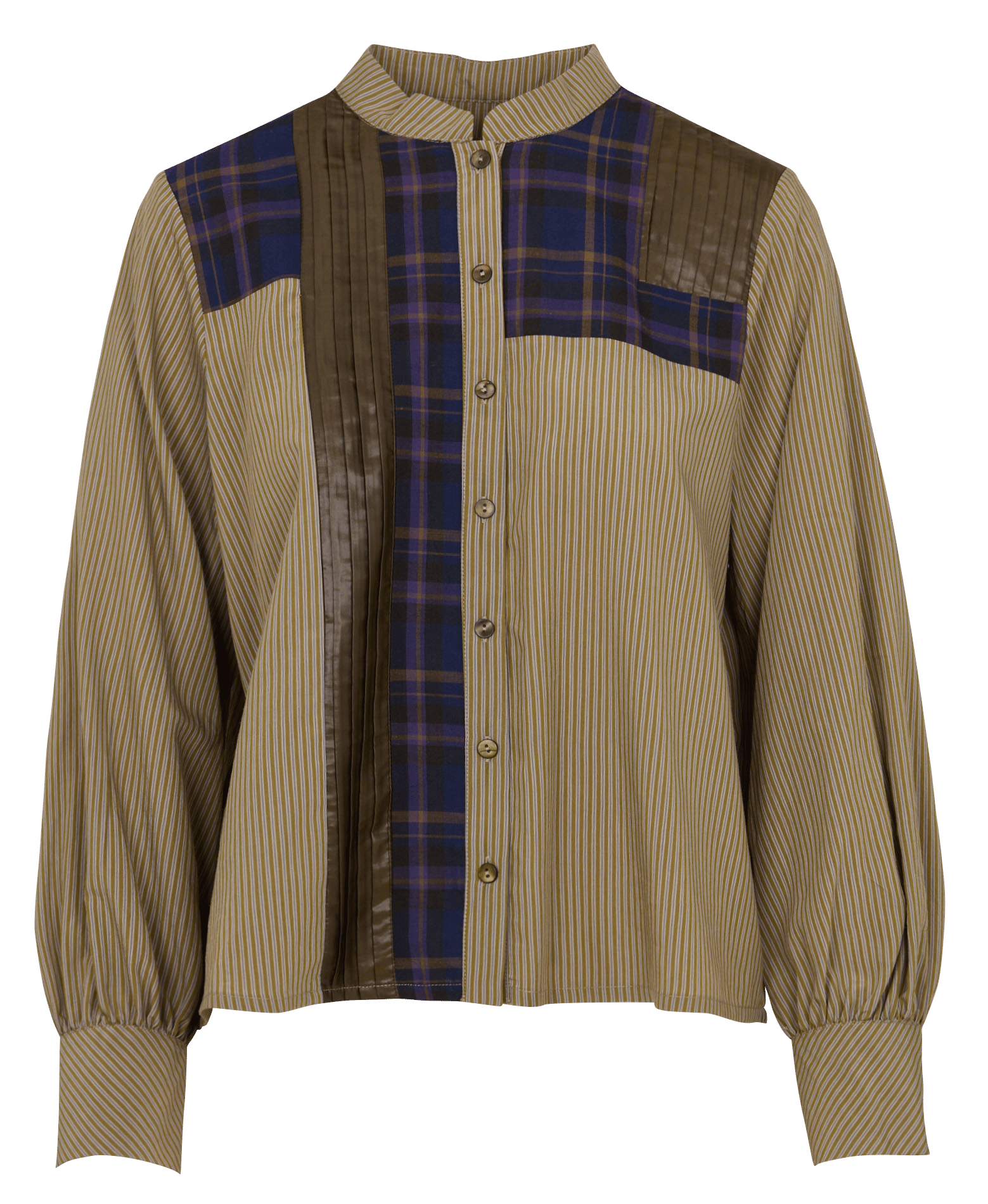 Straight striped shirt with panel detailing COTELAC Khaki