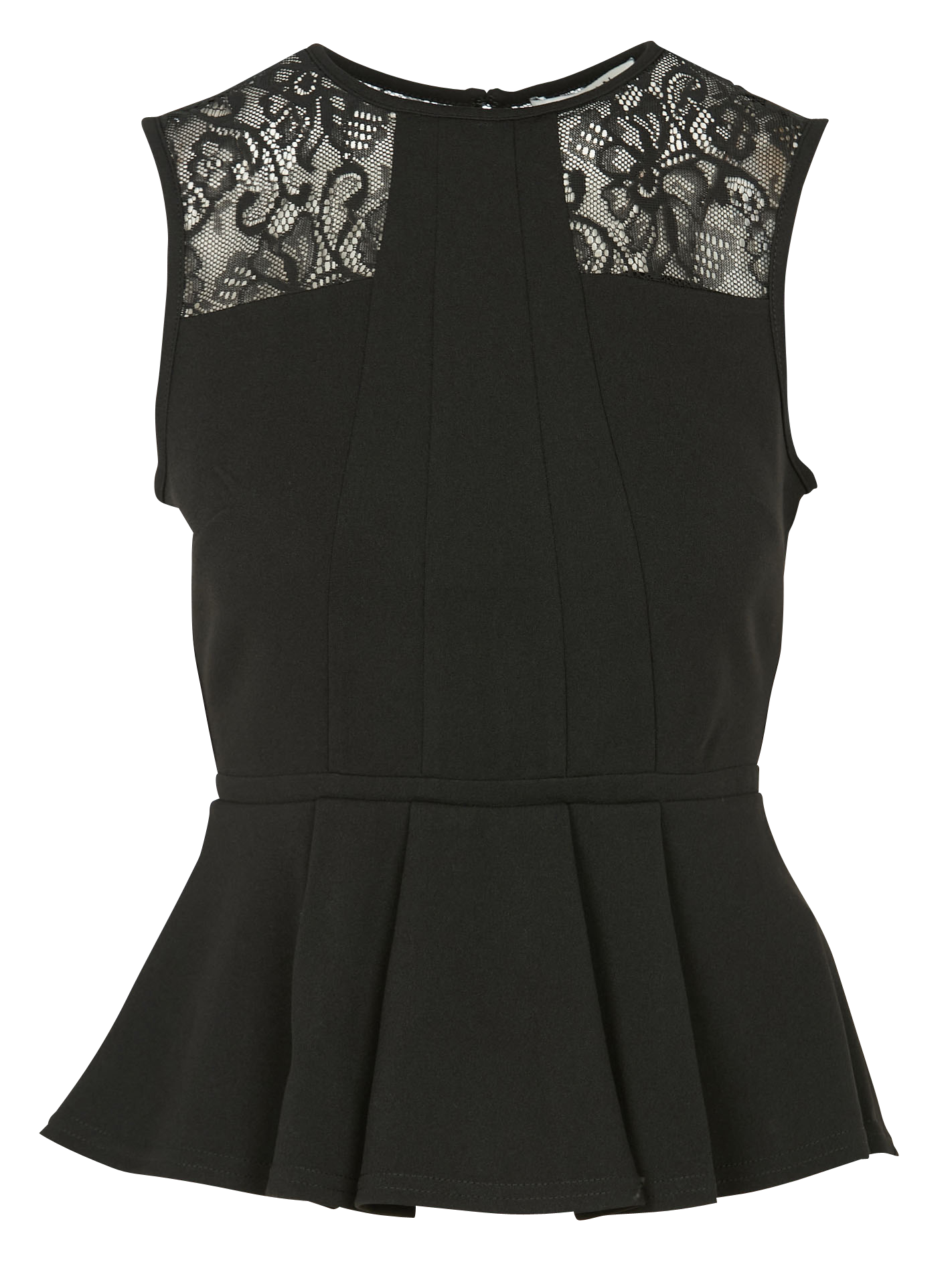 Ärmelloses Rundhals-Top mit Spitze MORGAN Schwarz