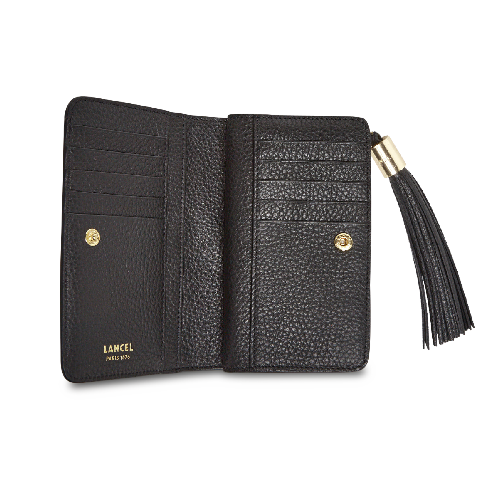 Grained calfskin leather wallet LANCEL Black
