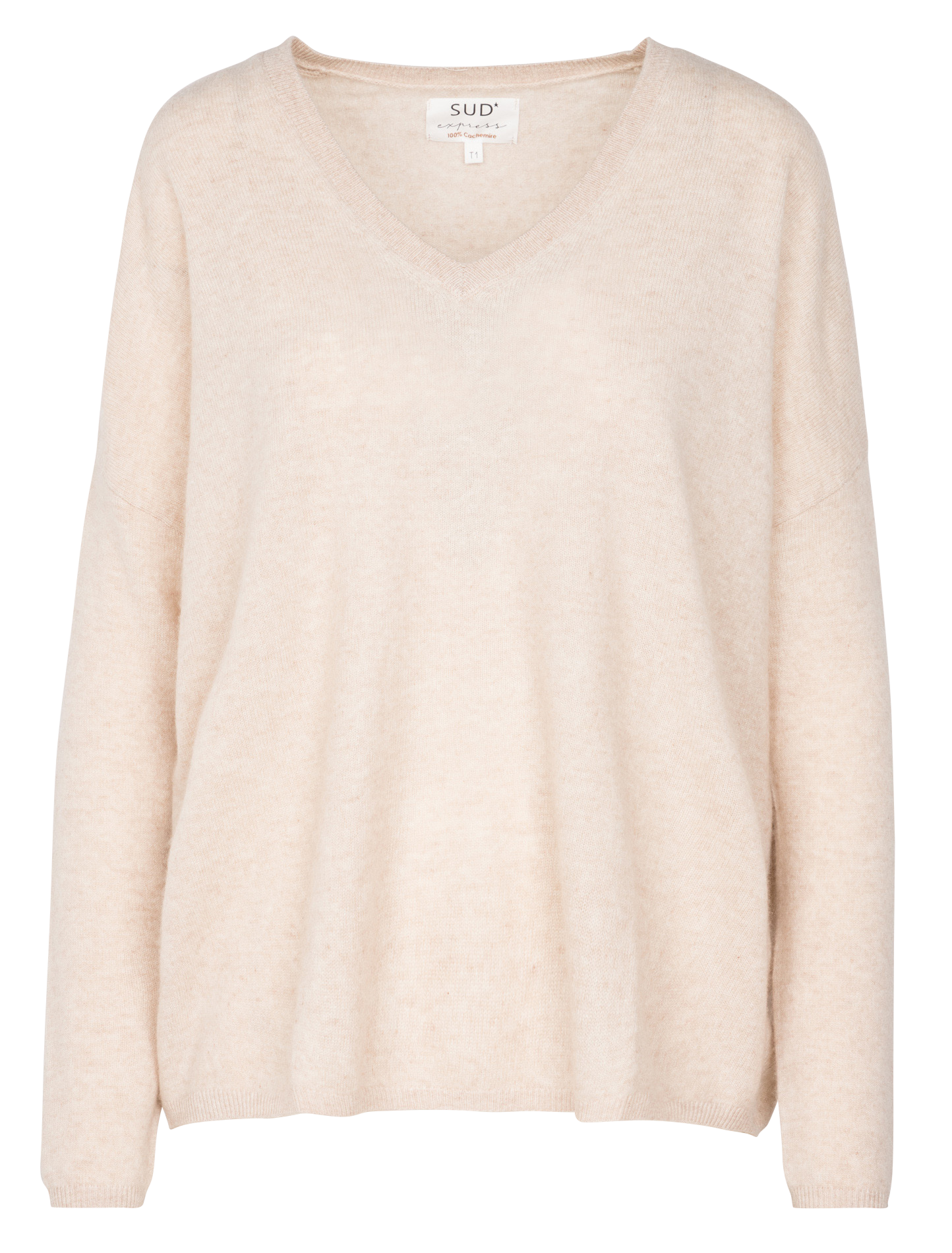Kaschmirpullover mit V-Ausschnitt SUD EXPRESS Beige