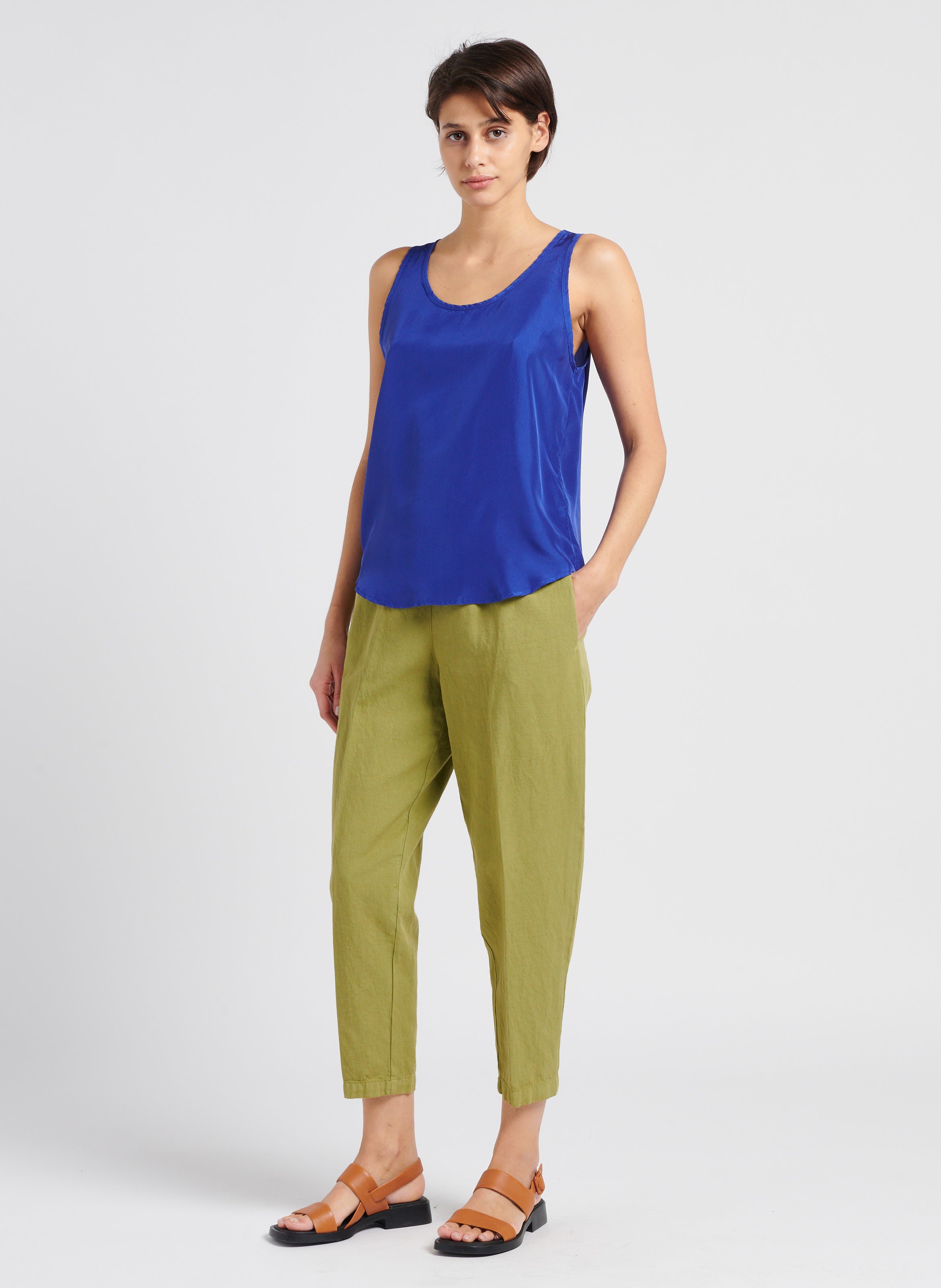 Débardeur fluide en soie  POMANDERE Bleu