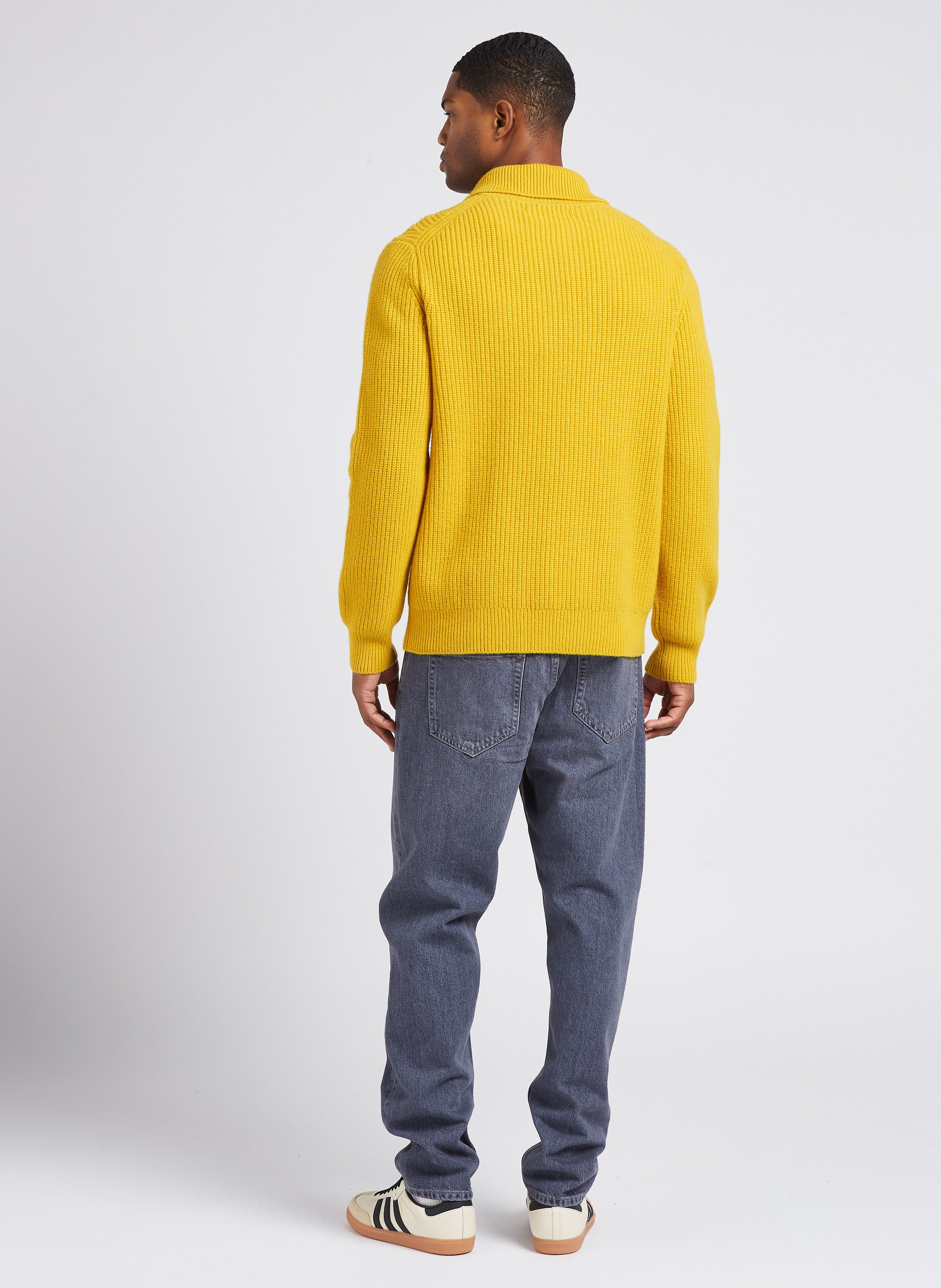 Pull regular col roulé zippé en laine mérinos SAMSOE SAMSOE Jaune