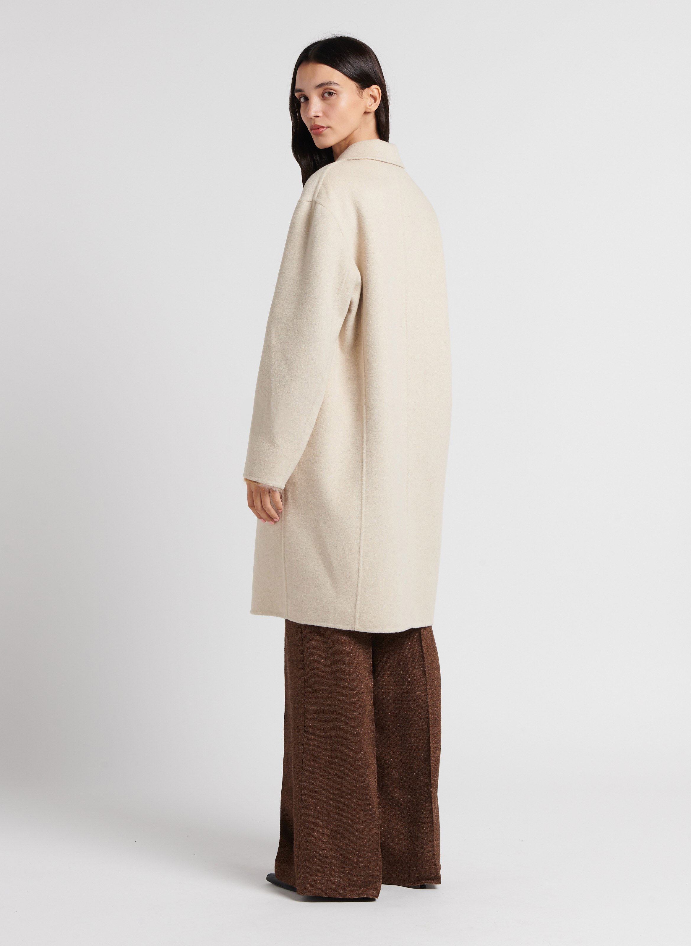 Straight wool-blend coat with tailored collar ATTIC AND BARN Beige