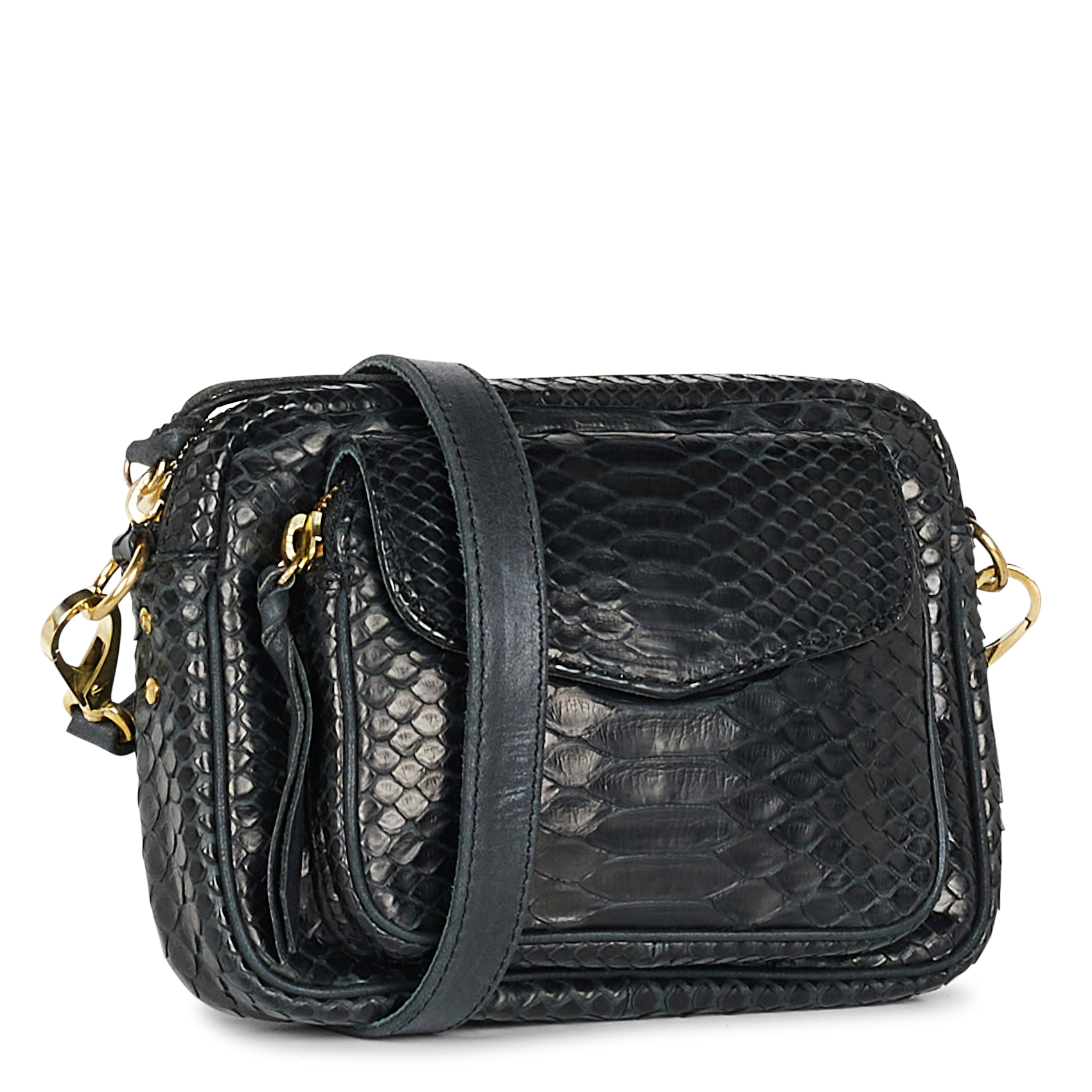 Sac bandoulière en python CLARIS VIROT Noir