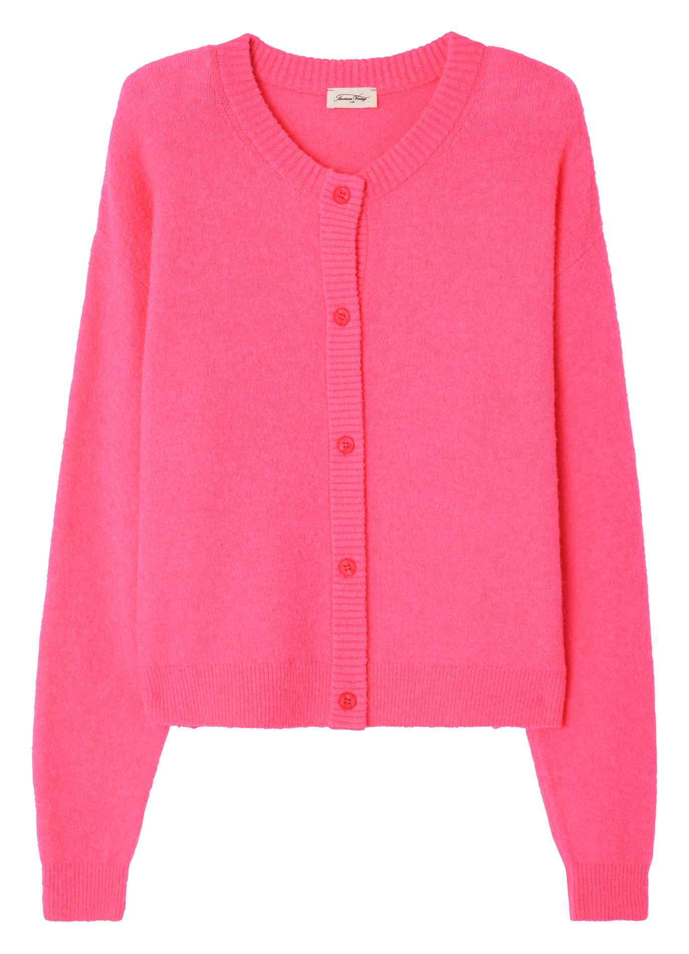 Geknöpfte Strickjacke mit Rundhalskragen DAMSVILLE Rose fluo