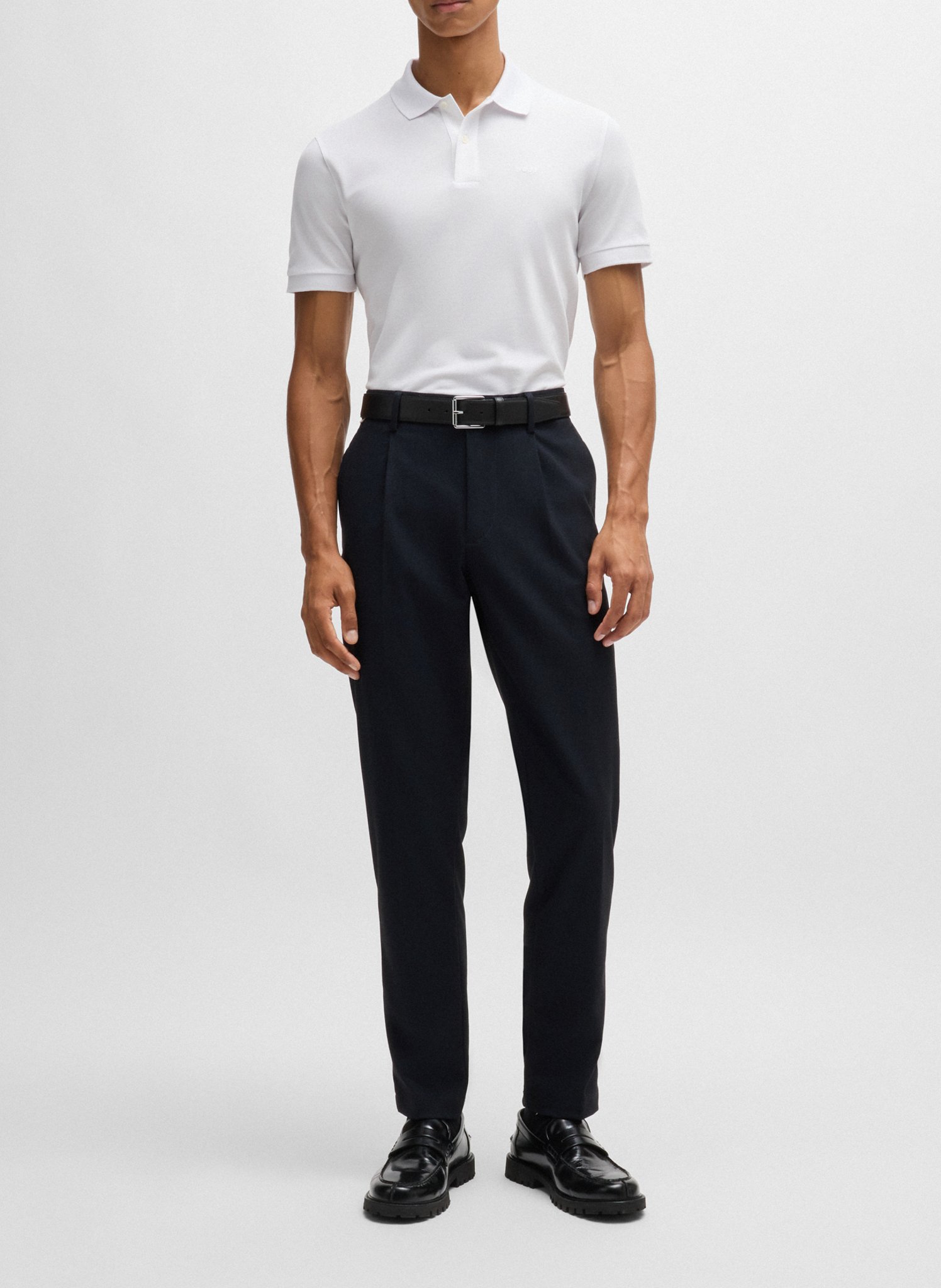 Regular-fit organic cotton polo shirt BOSS White