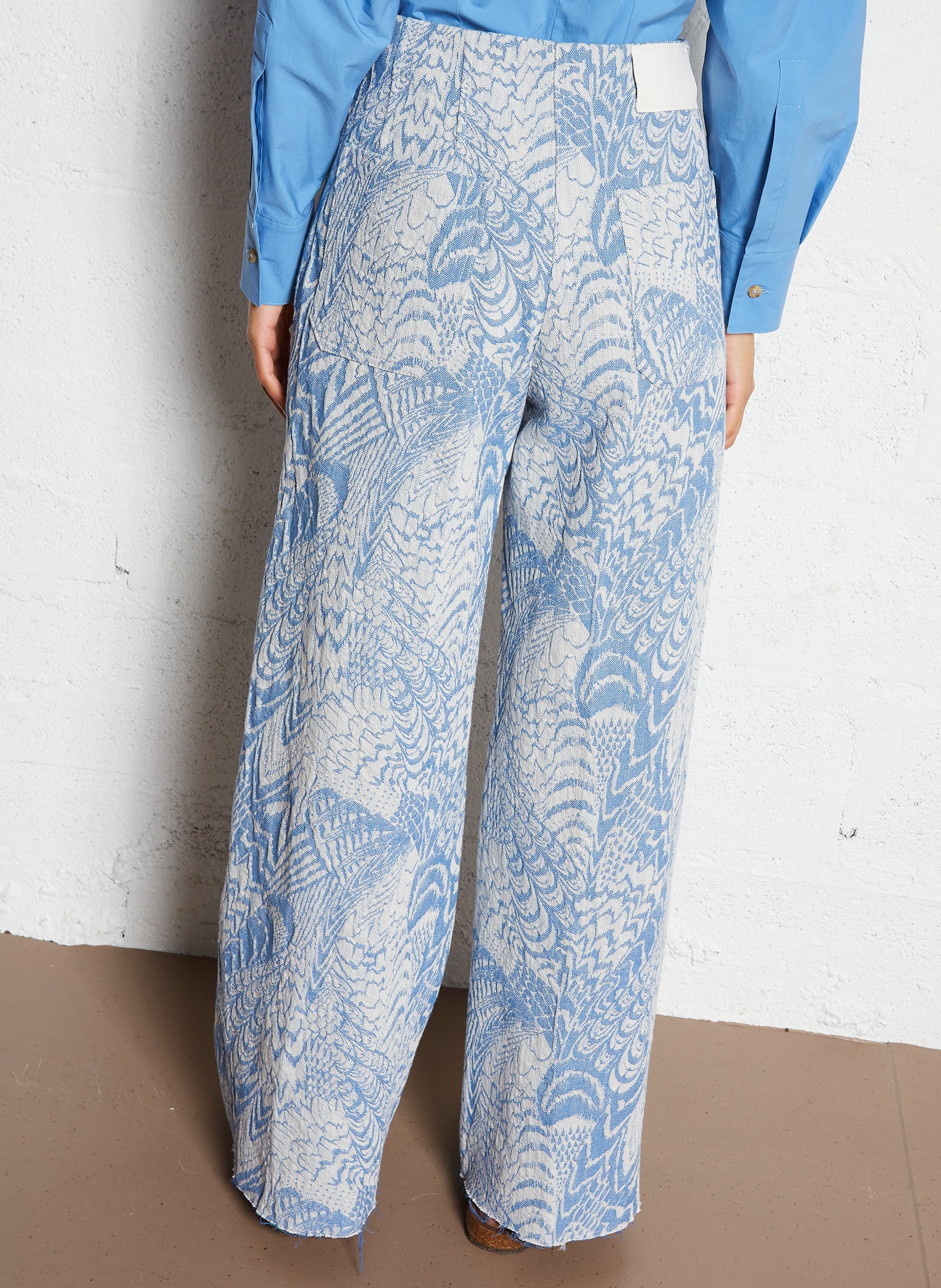 Weiter Jacquard-Jeans aus Baumwollmischung Blau