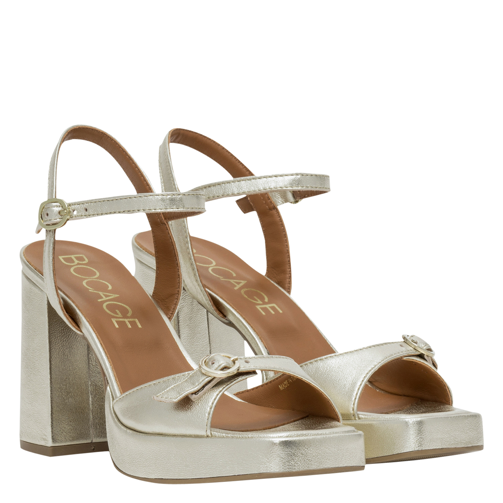 Sandalen aus Metallic-Leder mit Absatz BOCAGE Golden