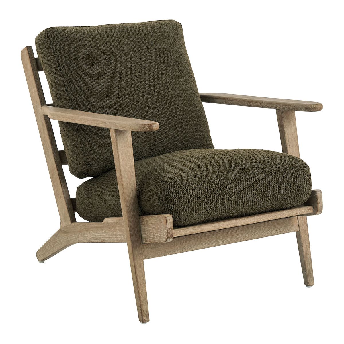 Fauteuil jules en bouclette - kaki BLANC D'IVOIRE Vert
