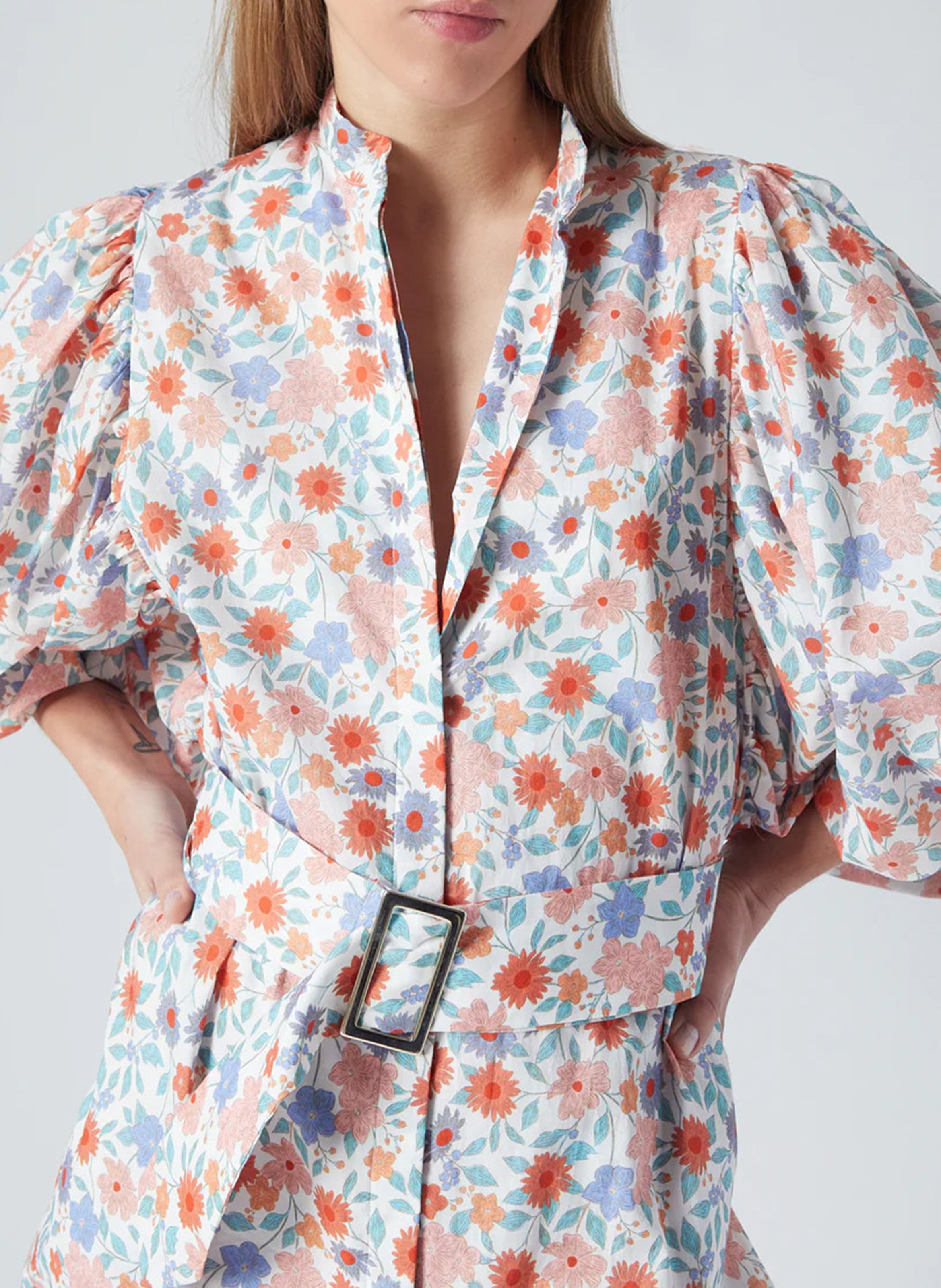 Short round-neck cotton dress THE LABEL EDITION Red