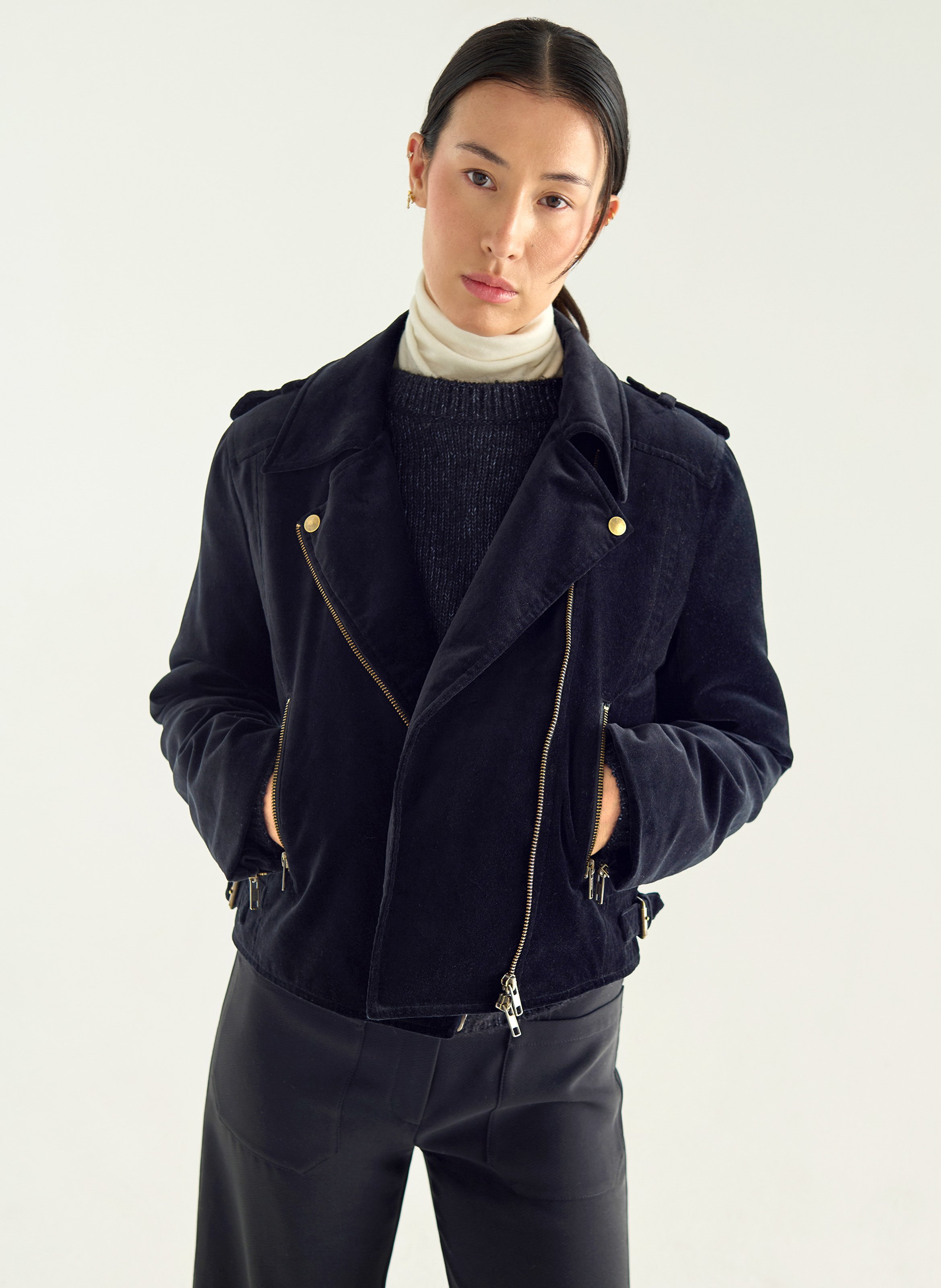 Gerade geschnittener Baumwollblazer ACOTE Schwarz