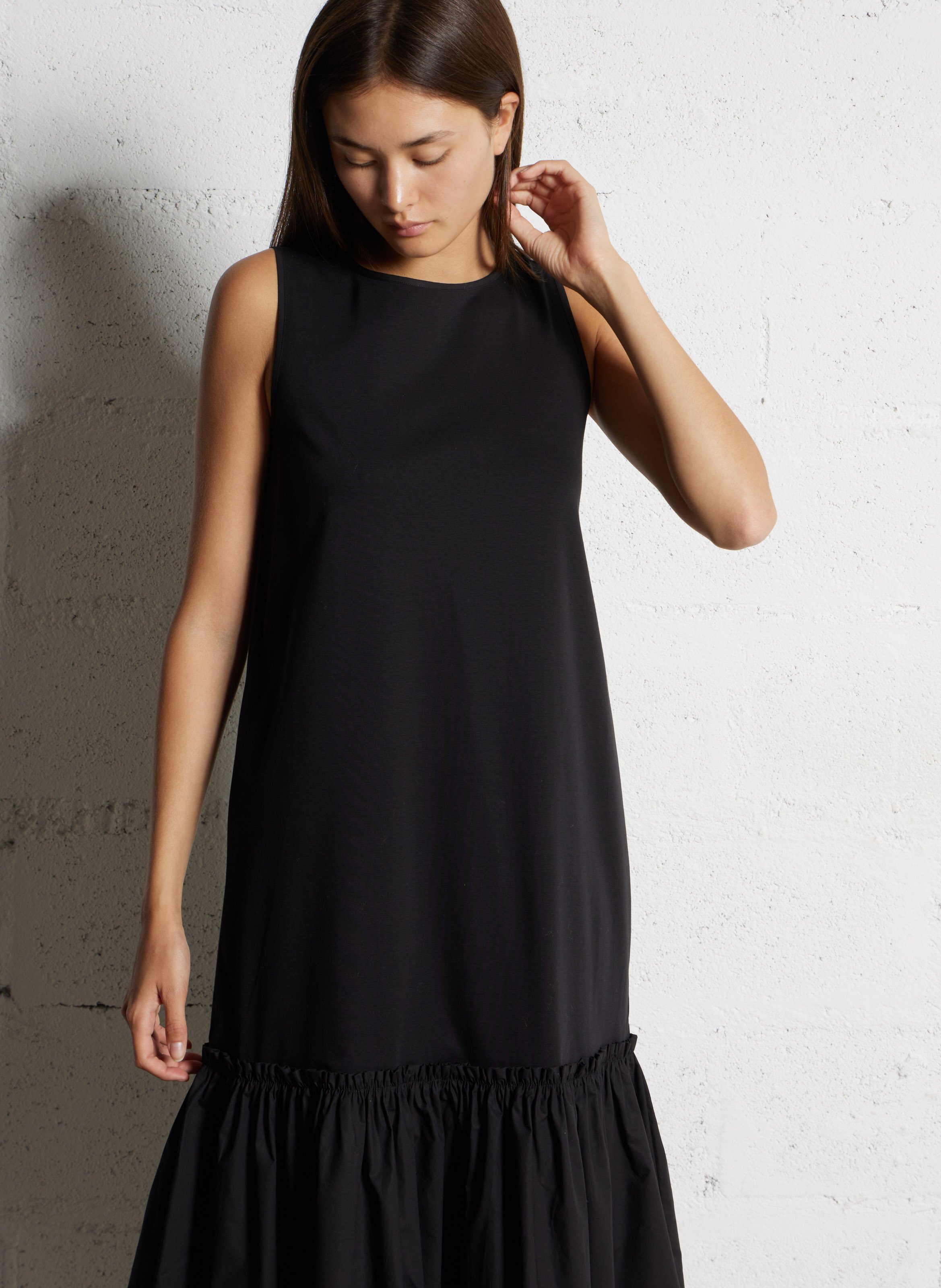 Long A-line cotton dress MAX MARA WEEK END Black