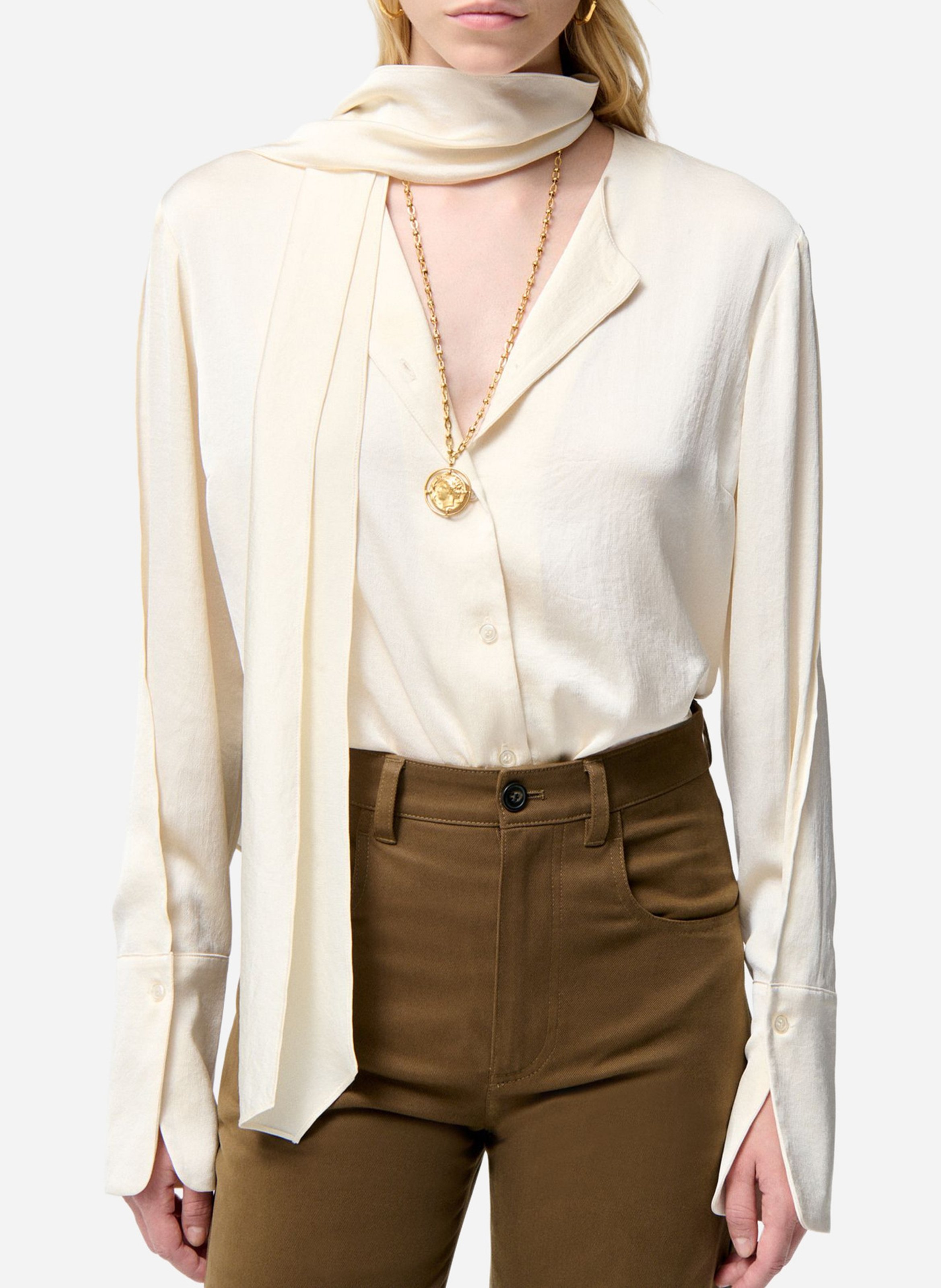 Satin straight shirt VANESSA BRUNO Beige