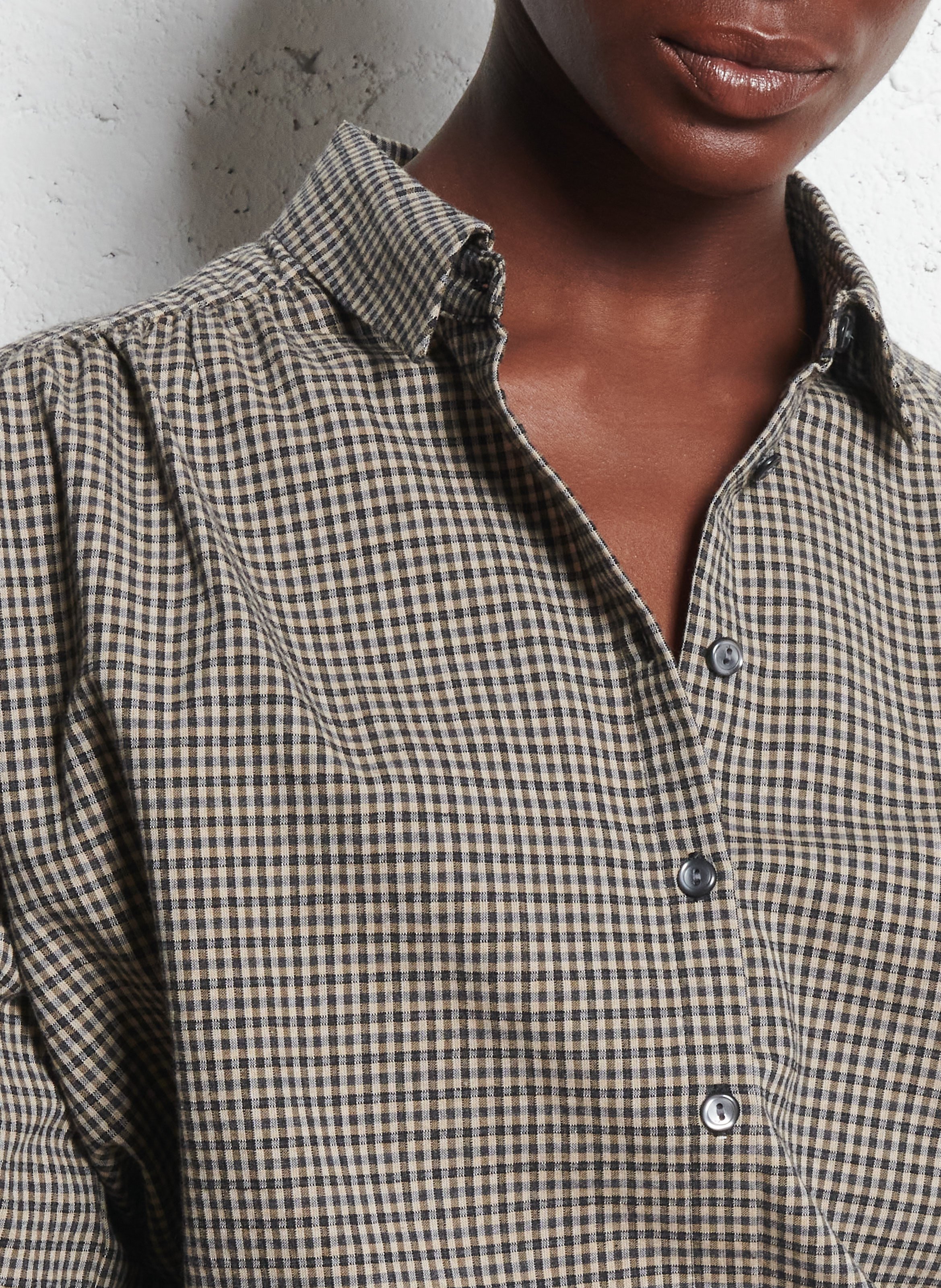 Cotton and linen shirt with classic collar DES PETITS HAUTS Brown
