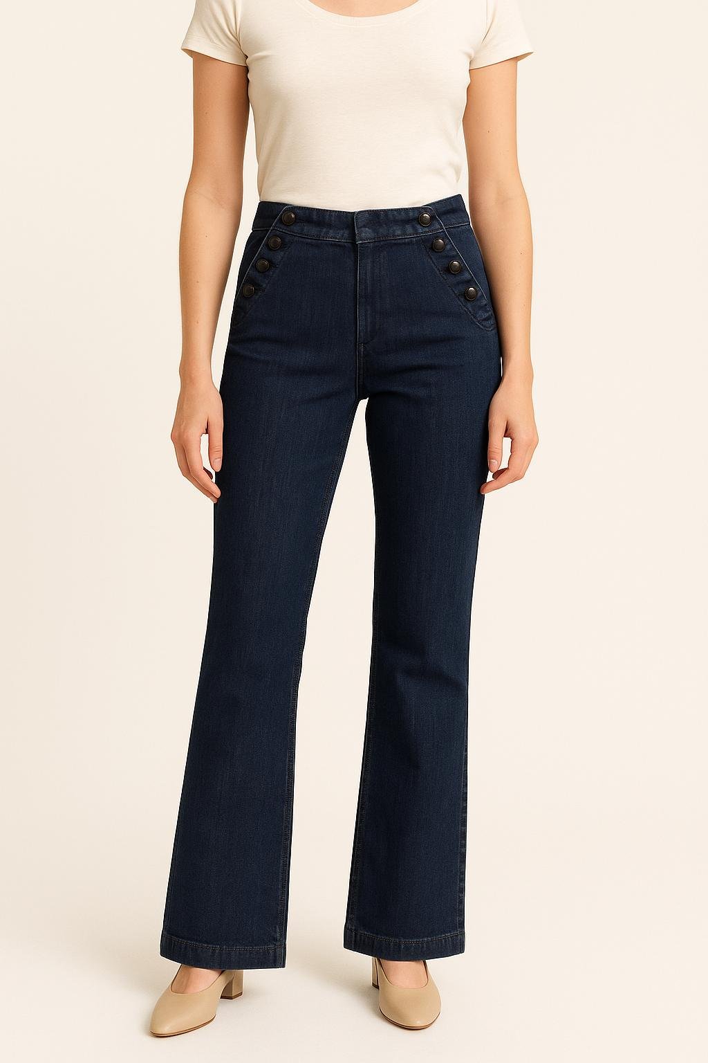 Cropped slim jeans with studs COMPTOIR DES COTONNIERS - Seconde main Blue